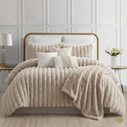 LUX -Ensemble Couette Fluffy Lotus en Fourrure Lapin - 5 Pièces