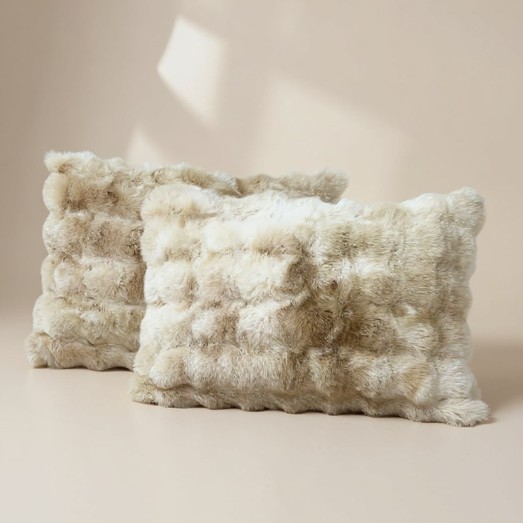 2 Taies d'oreillers Décoratif 50*70 cm en Forrure de Lapin