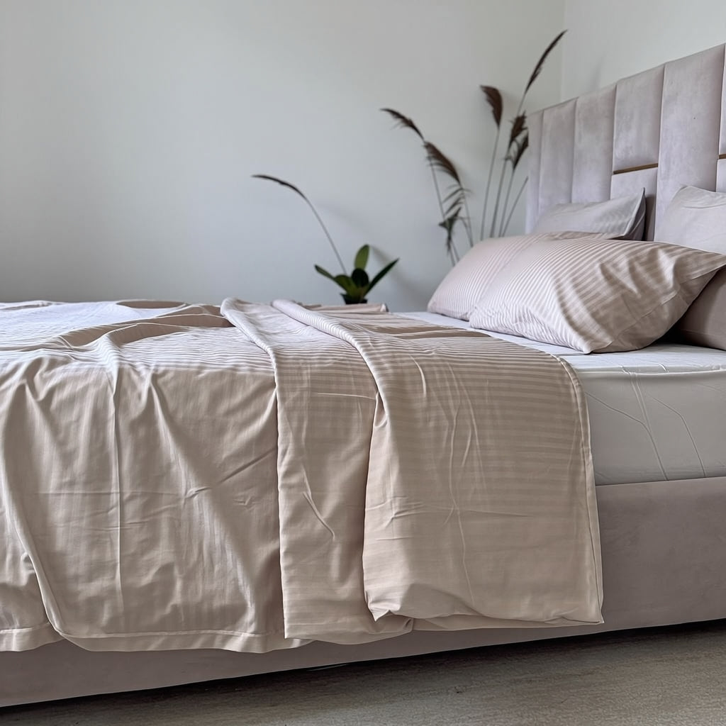 Parure de Lit 4 pièces en coton microfibre de qualité supérieure - Beige Caramel
