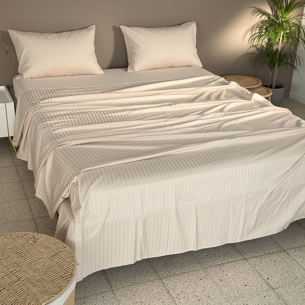 Parure de Lit 4 pièces en coton microfibre de qualité supérieure - Beige Clair
