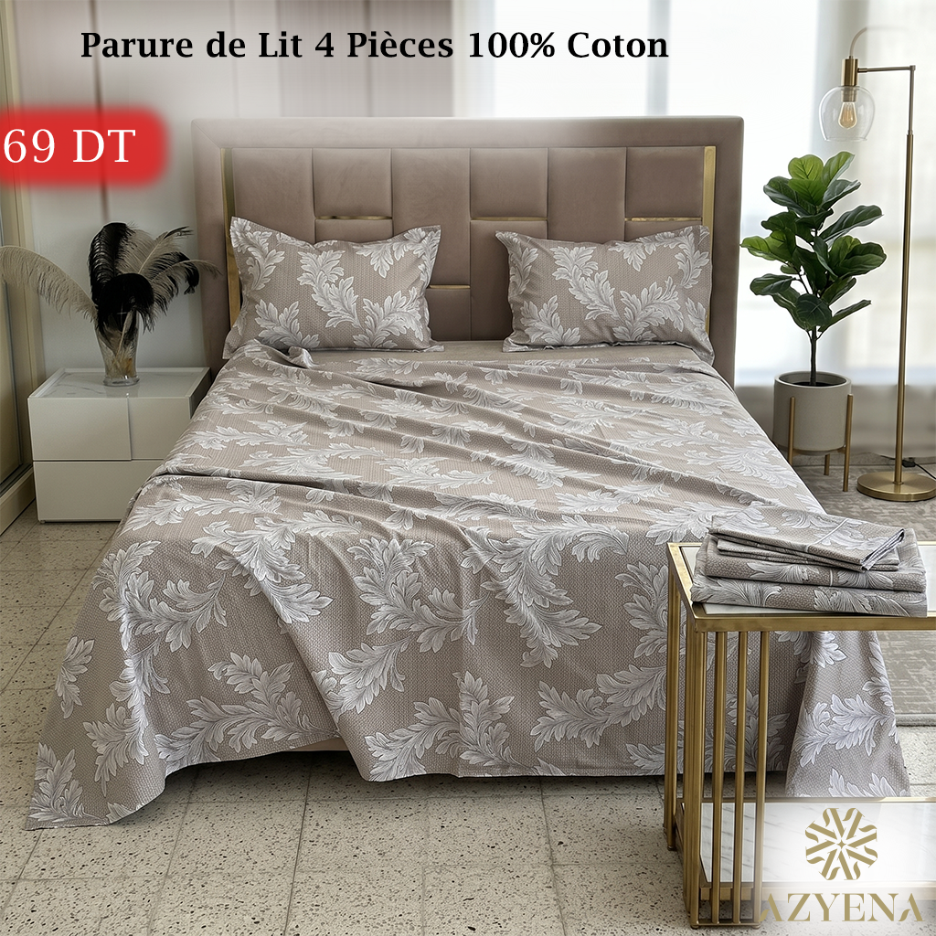 Parure de Lit 4 pièces en coton de qualité supérieure ref8-11