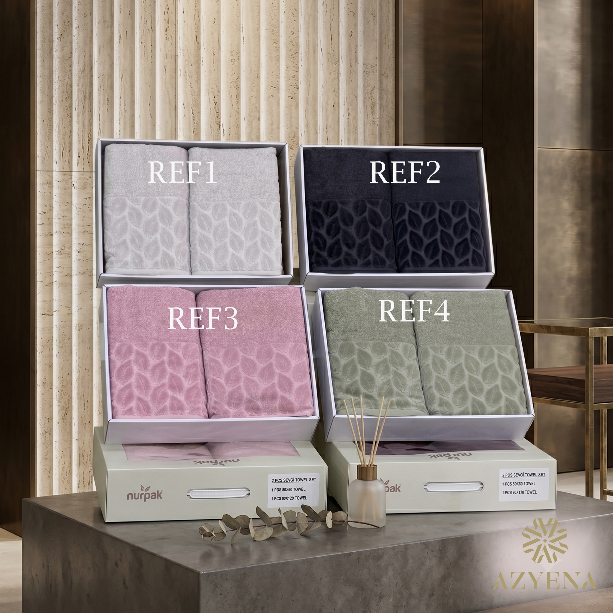 Coffret 2 Draps de Bain en coton épais 90*50 cm et 150*90 cm