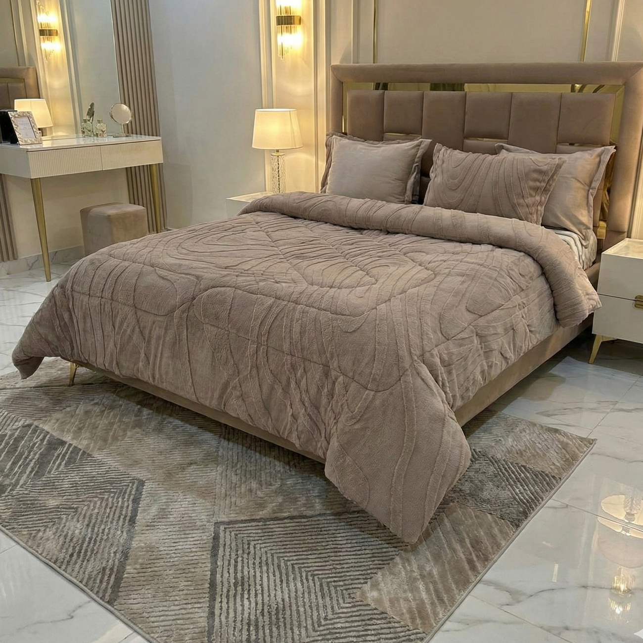 Couette Luxe en Fourrure de Lapin – 5 Pièces – Fabrication Azyena