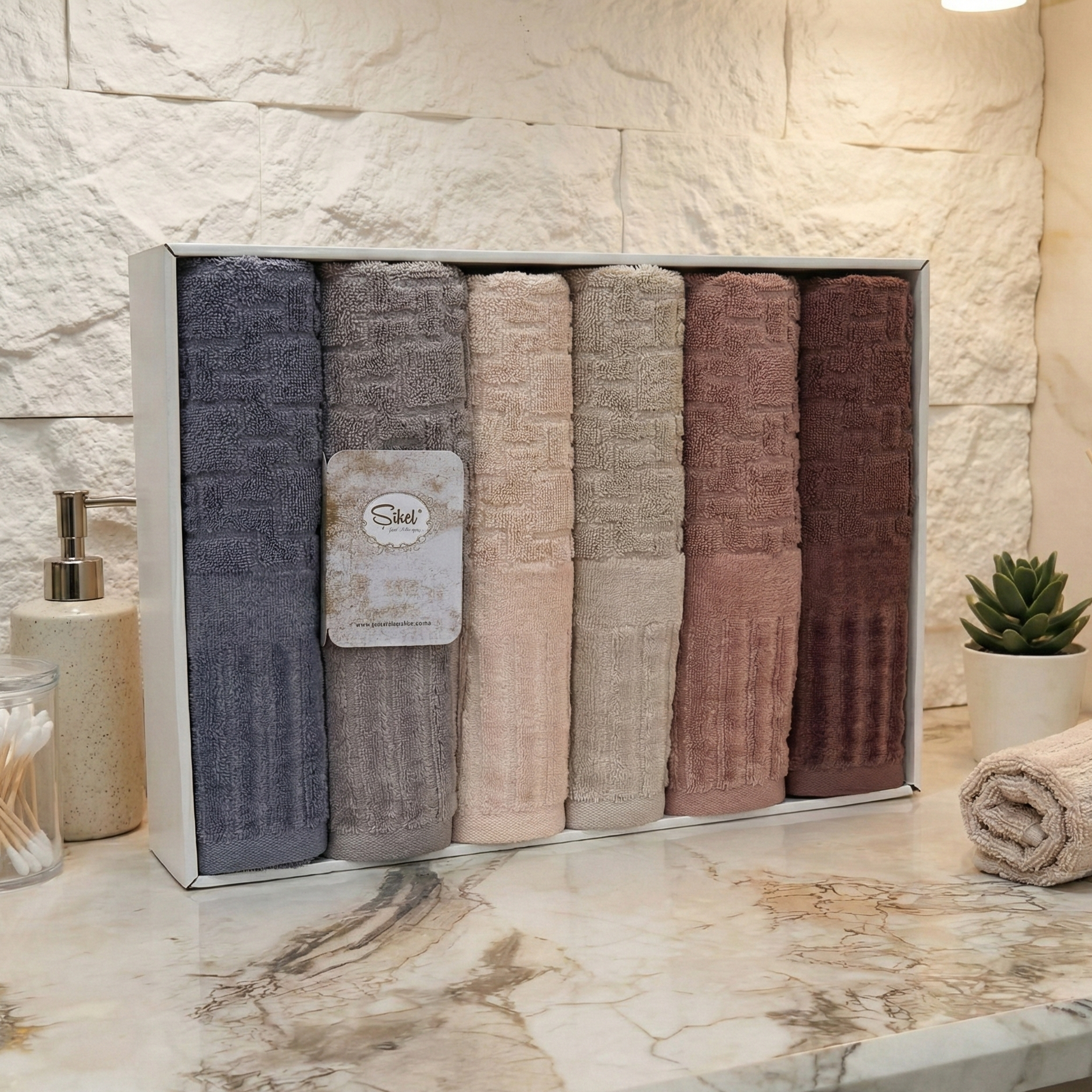 Coffret de 6 Serviettes de Bain & Visage SIKEL – 100% Coton Épais – Qualité Supérieure