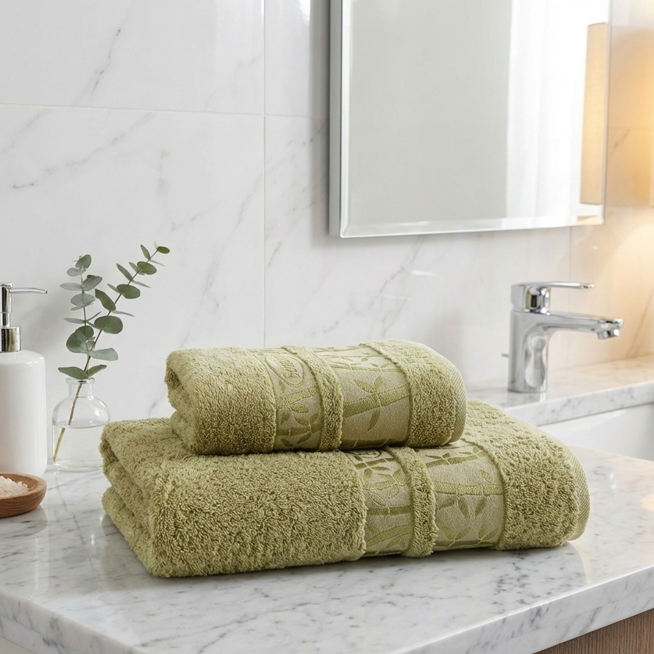 Lot de Deux Draps de Bain en 100% Bambou Ultra Douce