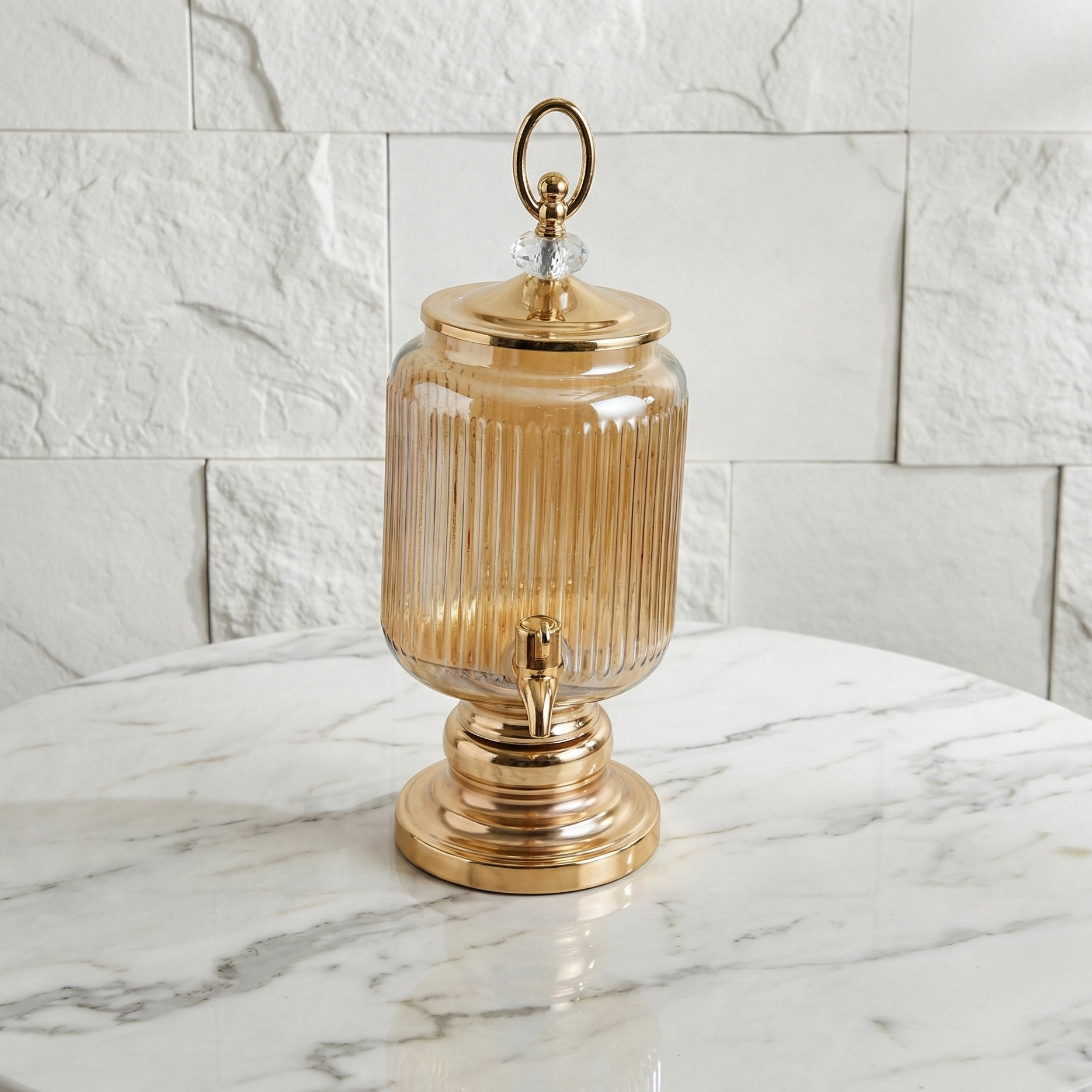 Distributeur de boisson en verre doré 2,8 L