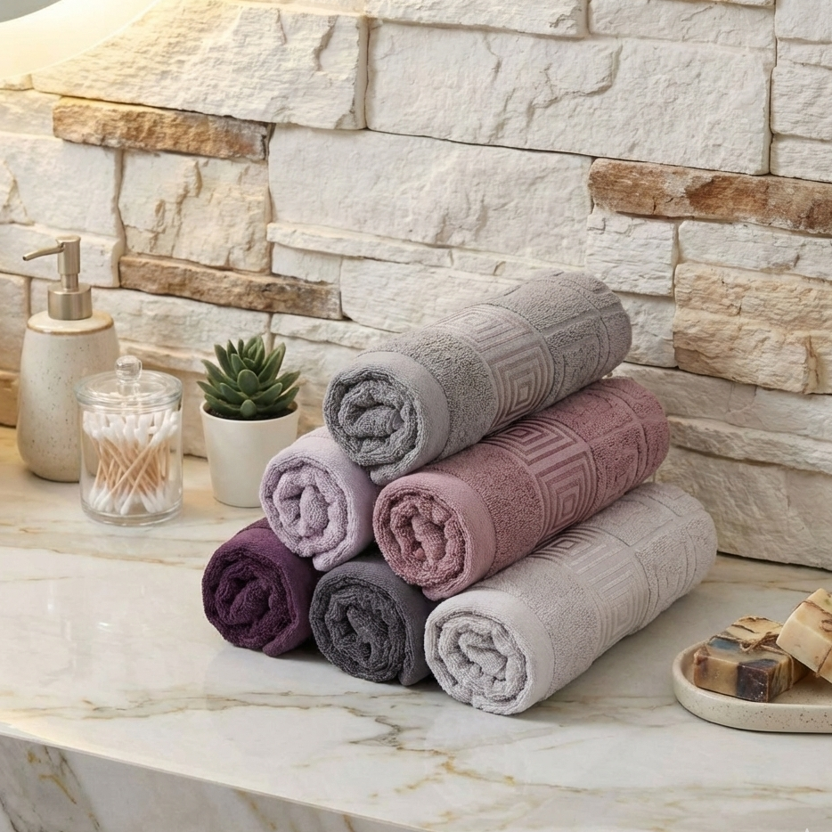 Lot de 6 Serviettes de Bain en Coton| Élégance & Confort (90×50 cm)