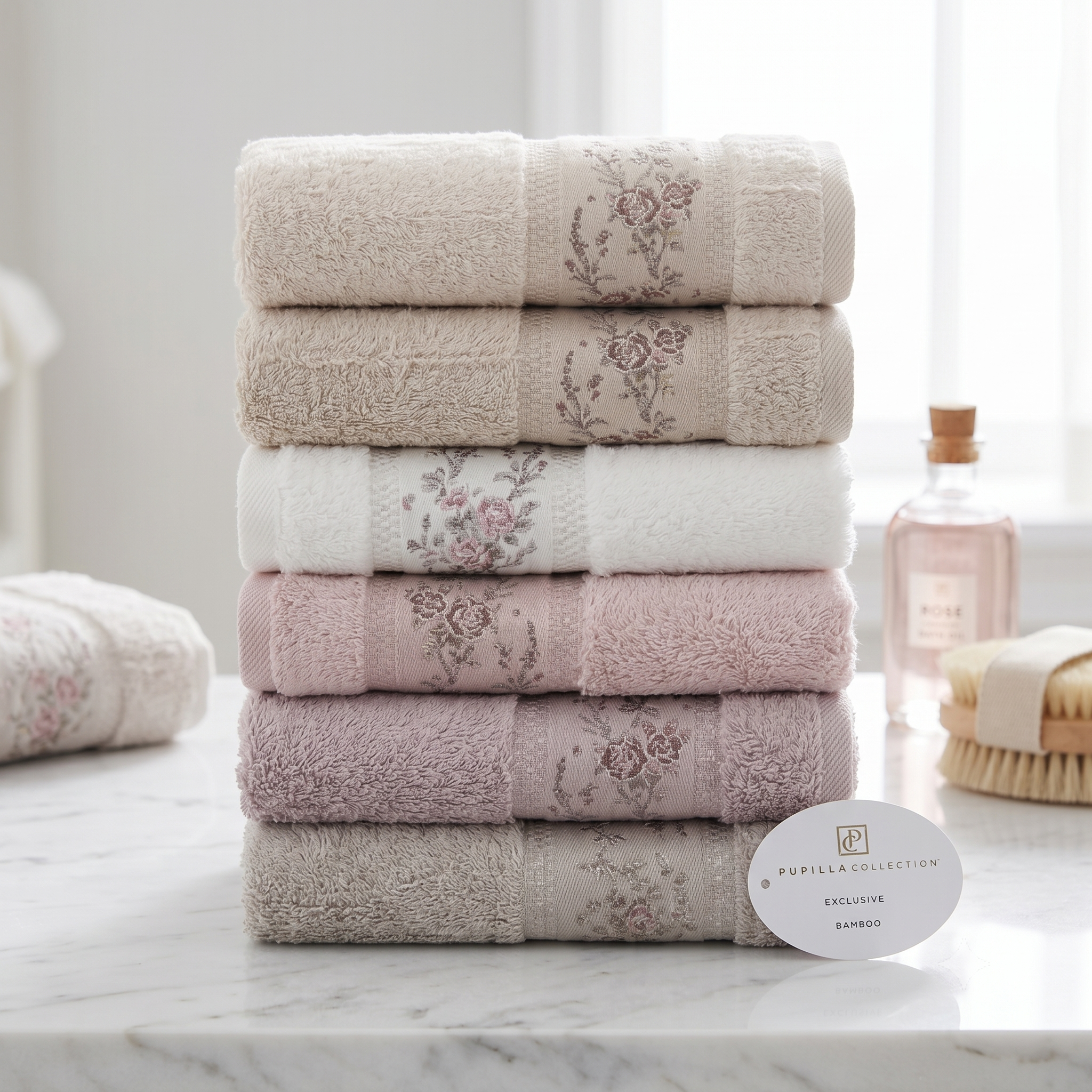 Lot de 6 serviettes de Bain en Bambou Ultra Lux - Haut Qualité