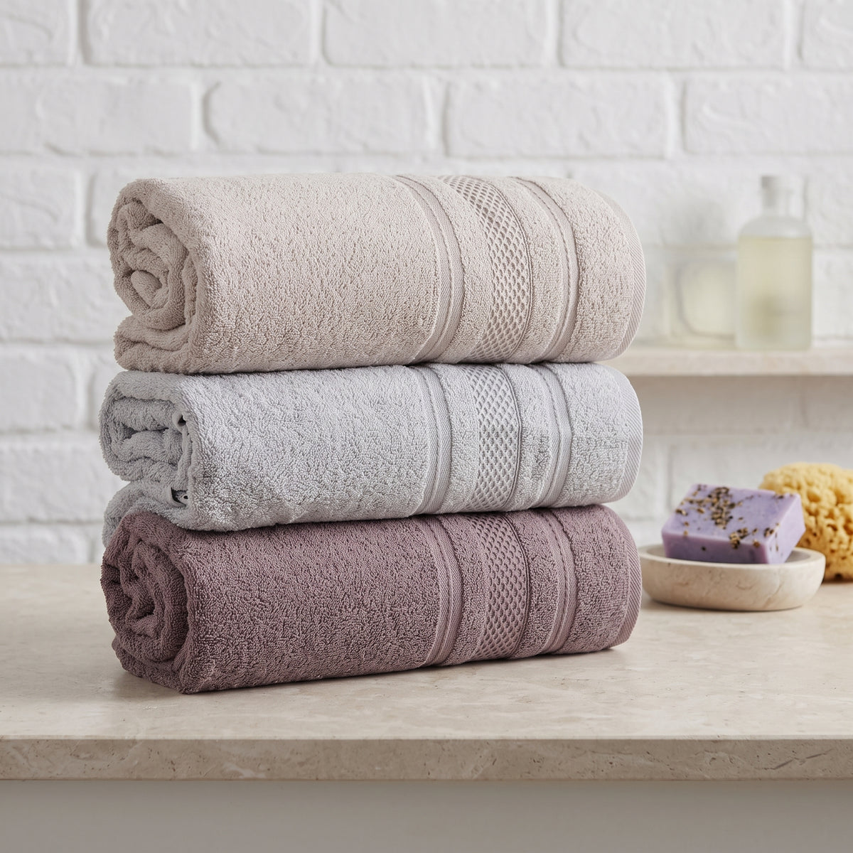 PACK DE 3 DRAPS DE BAIN  90*150 CM - 100% Coton