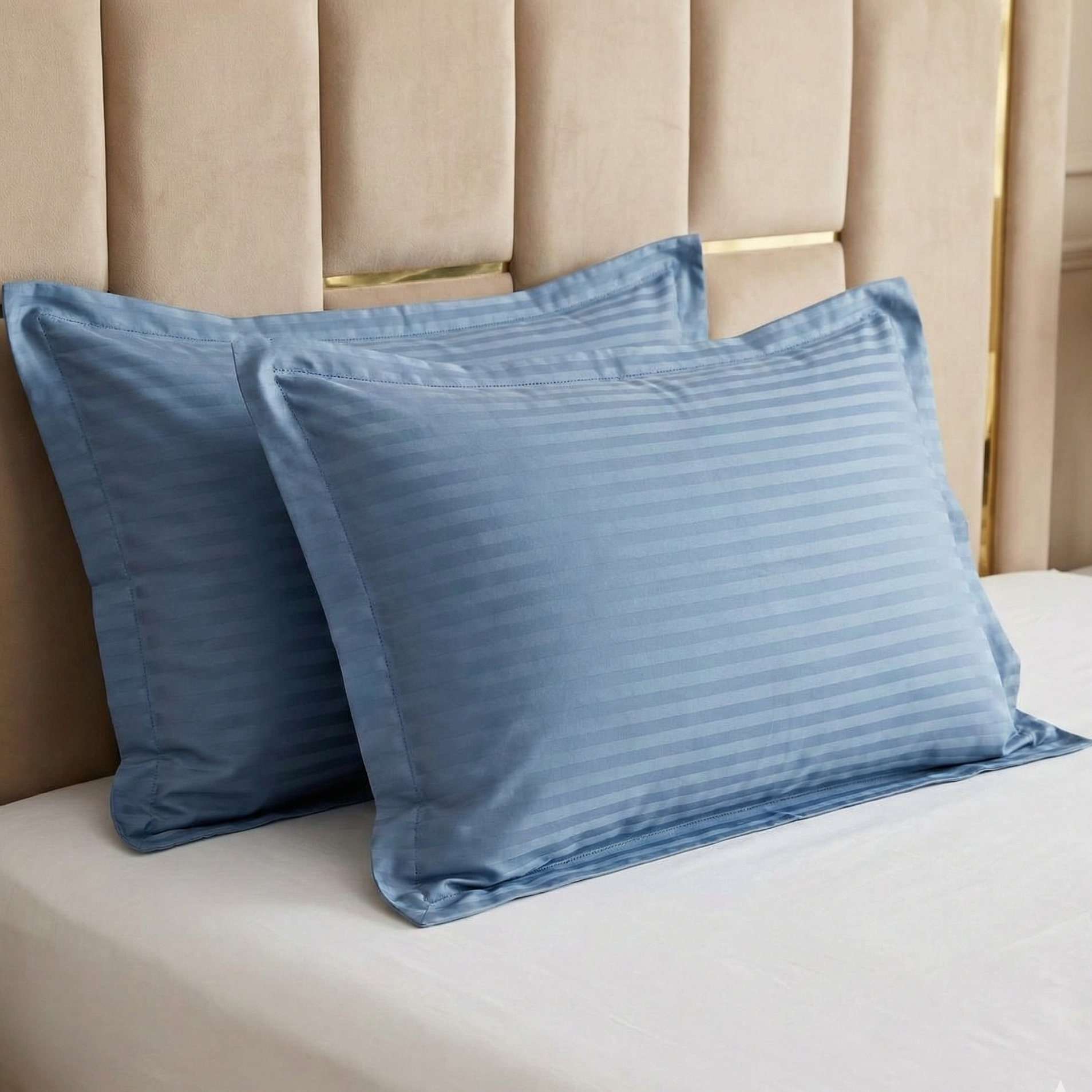 Lot de 6 Taies d’Oreiller 50x70 cm – Coton Microfibre Rayé Satiné