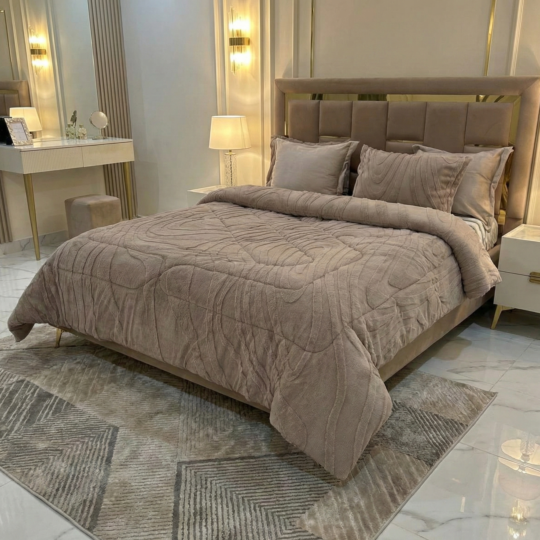 Couette Luxe en Fourrure de Lapin – 5 Pièces