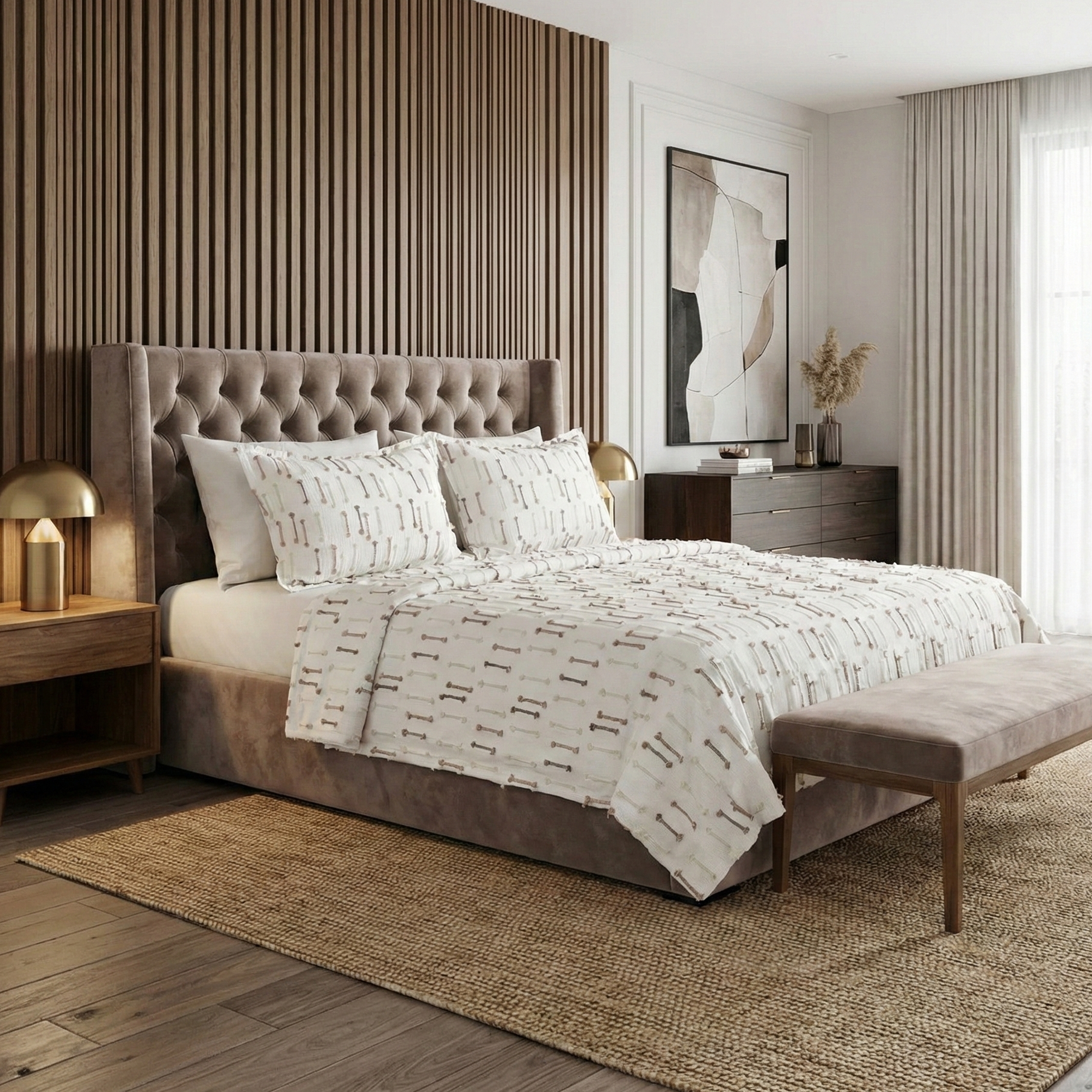 Parure de lit – Coton Kamraya  brodé, 6 pièces avec coffret élégant