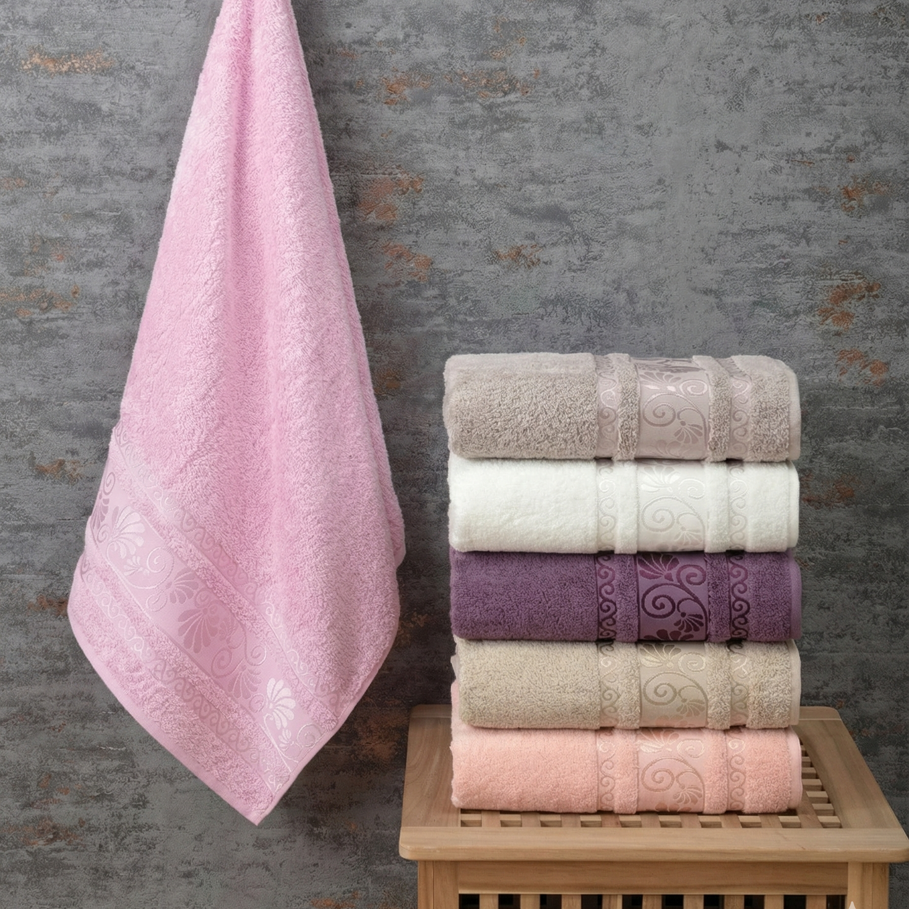 Pack 6 Serviettes de Bain Haut Gamme 50*90 cm de qualité bambou
