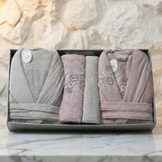 Coffret Sortie de Bain elle&Lui en Coton Haut Gamme-6 pièces
