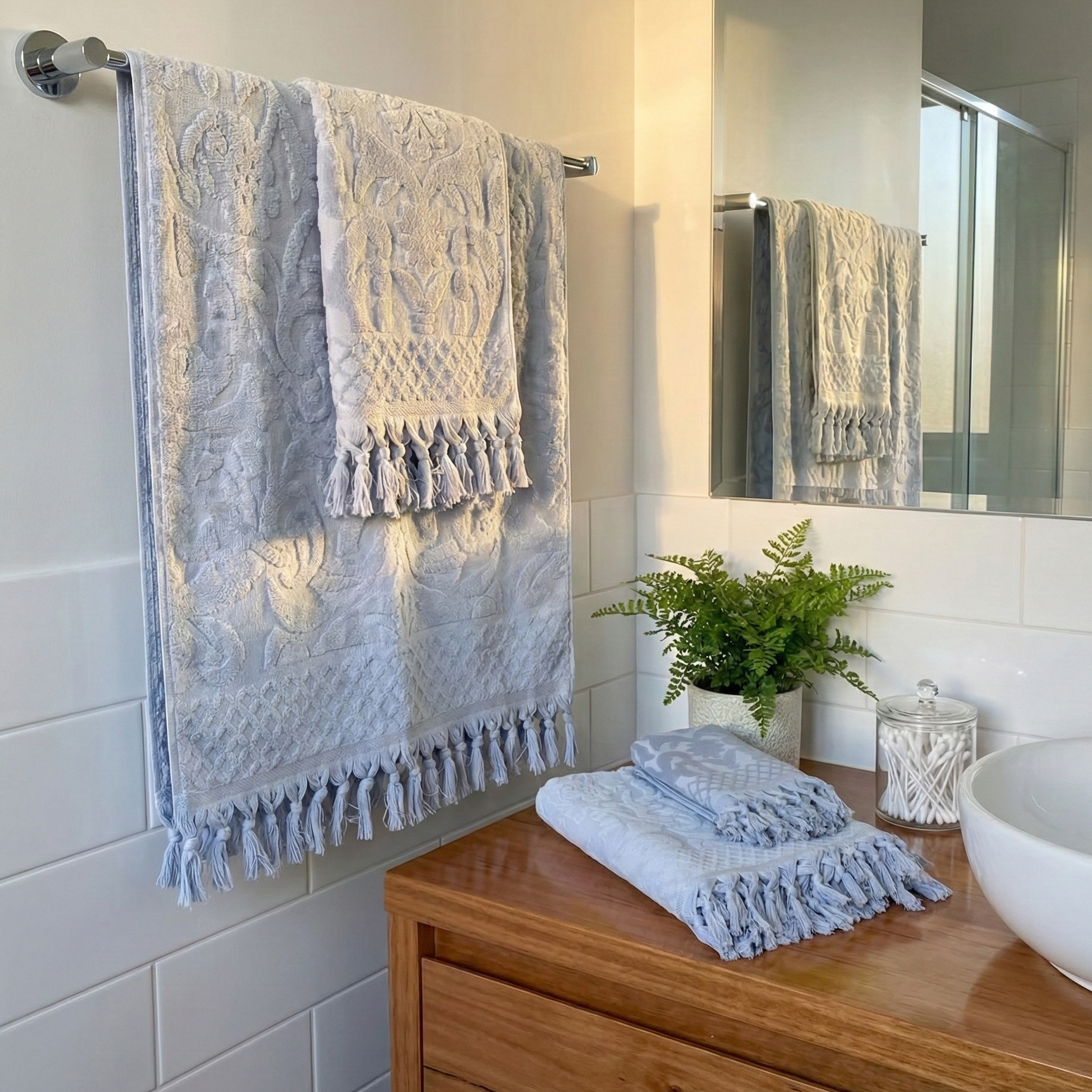 Lot de Deux Draps de Bain en 100% Coton Doux