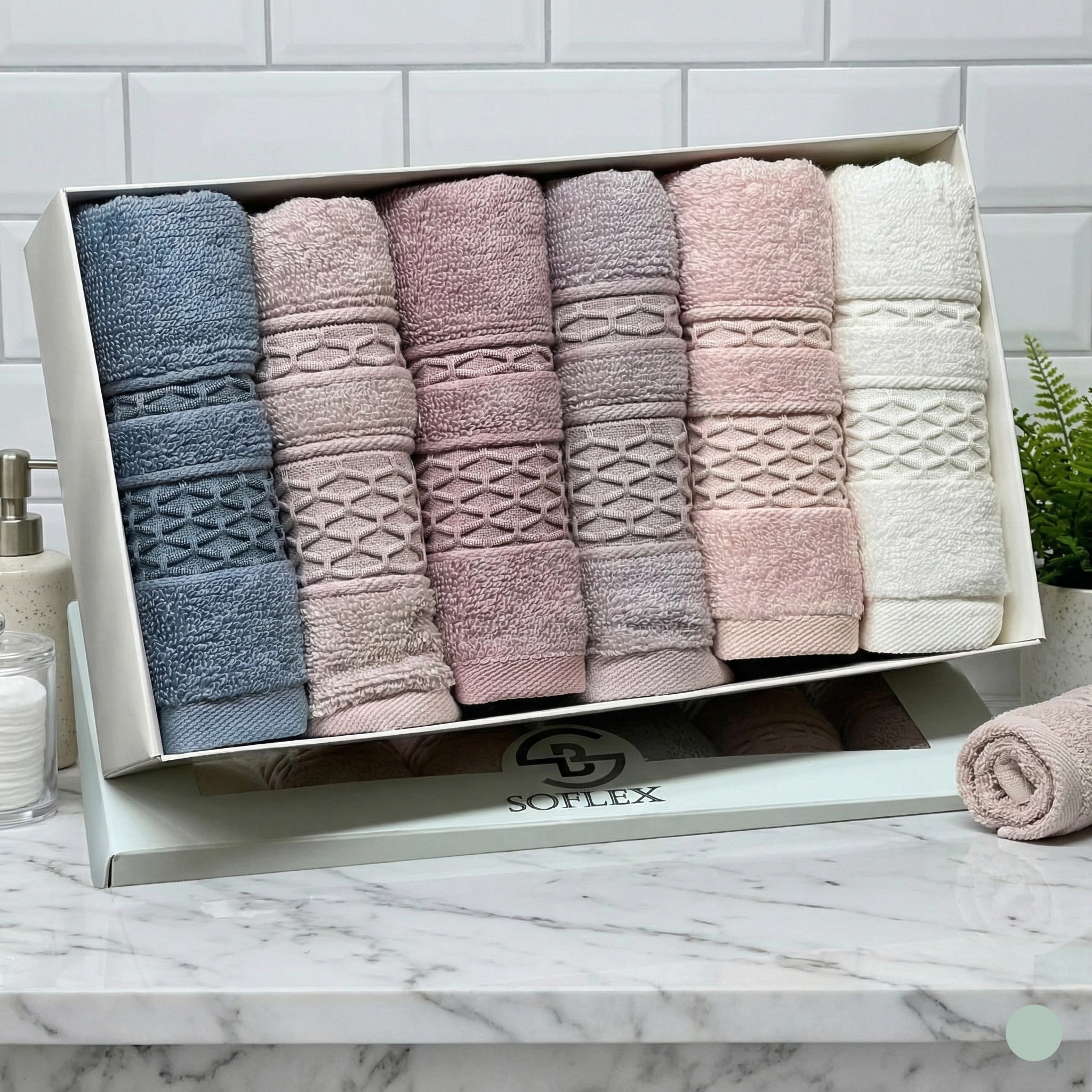 Cofret de 6 serviettes invité 100% Bambou Coton