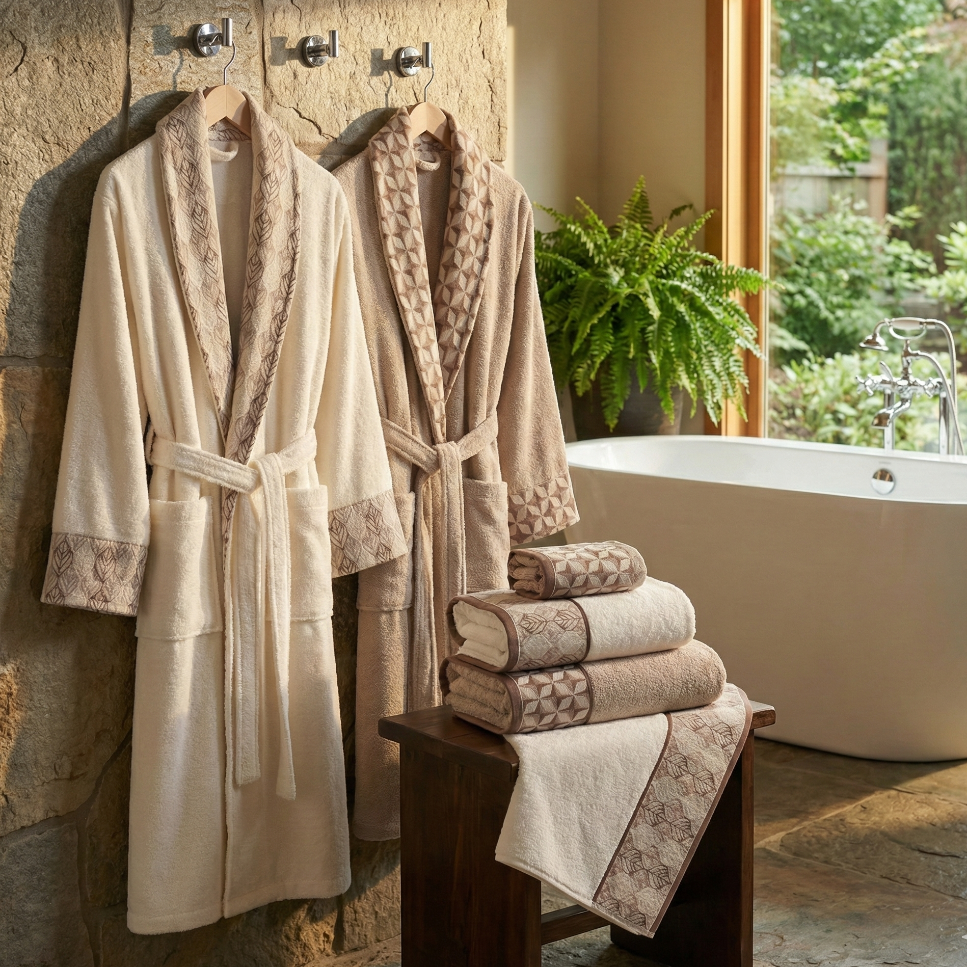 Ensemble Magnifique de Peignoirs Janset - 6 Pièces en Coton Turc de Qualité Supérieure