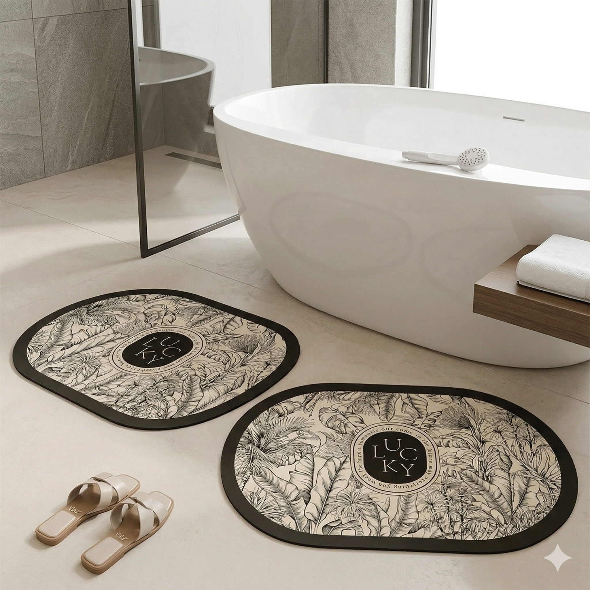 Ensemble 2 Tapis Salle Design Moderne Antidérapante , Absorbante