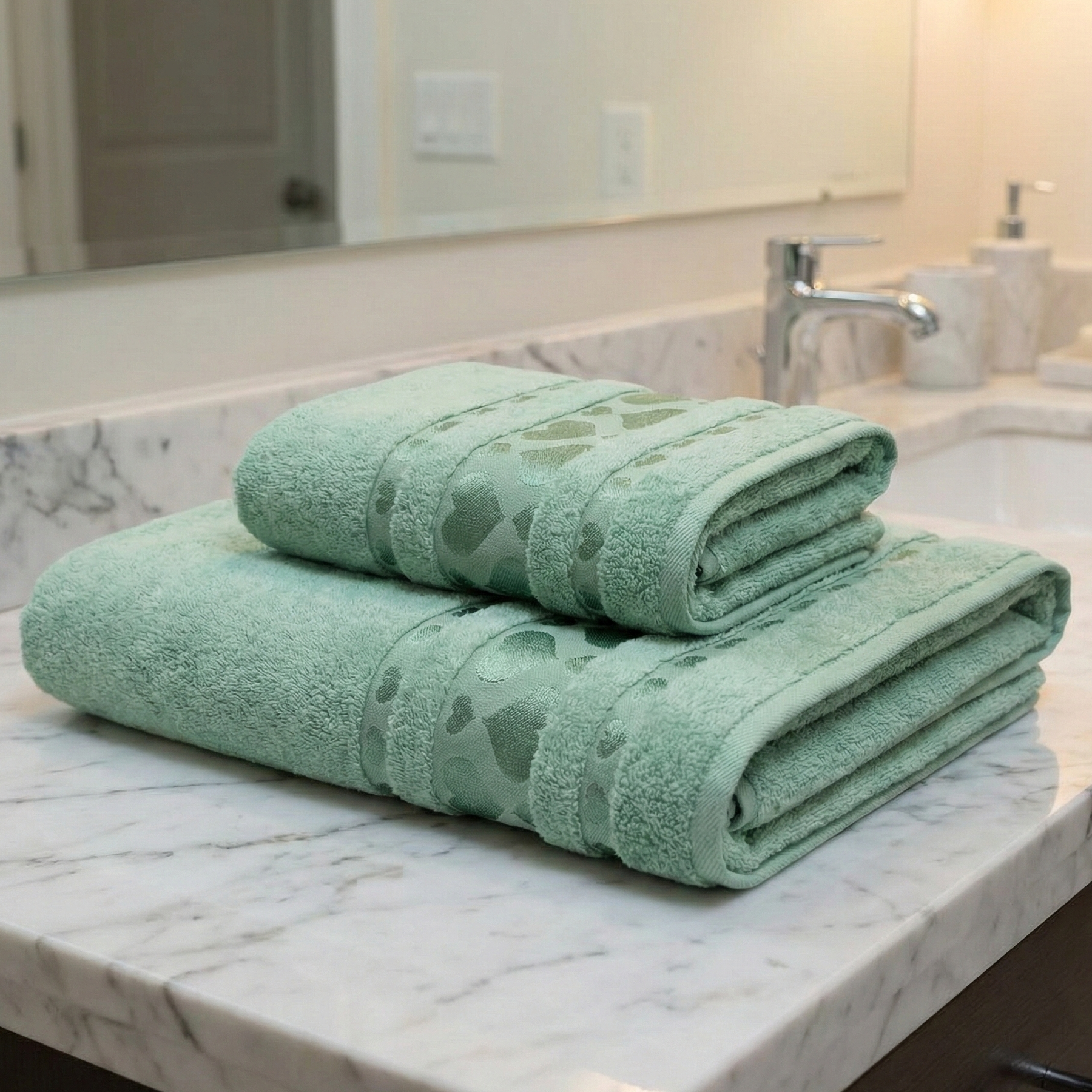 Lot de 2 Draps de Bain en Bambou Tres douce Grand taille 180*100 m et 90*50 cm