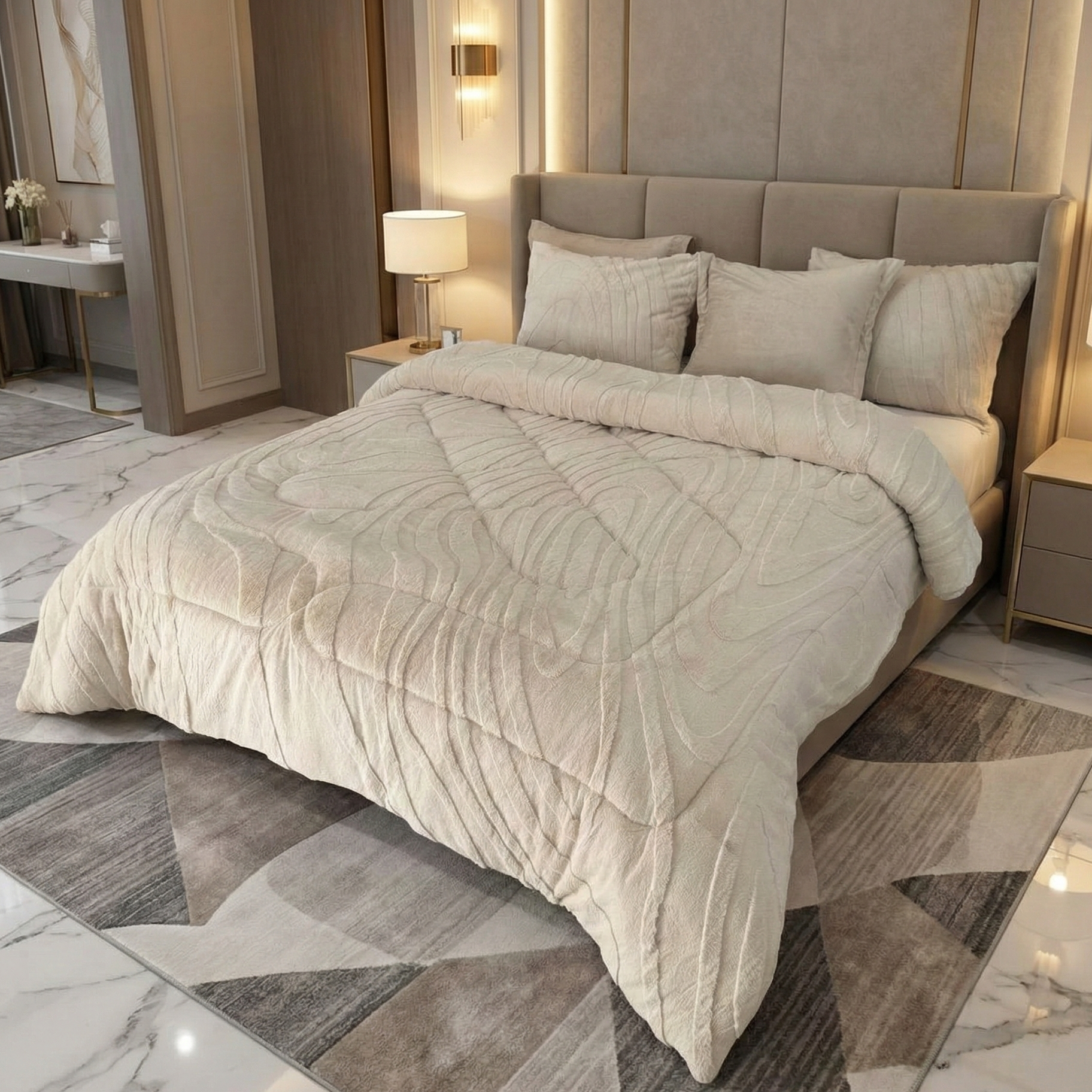 Couette Luxe en Fourrure de Lapin – 5 Pièces – Fabrication Azyena