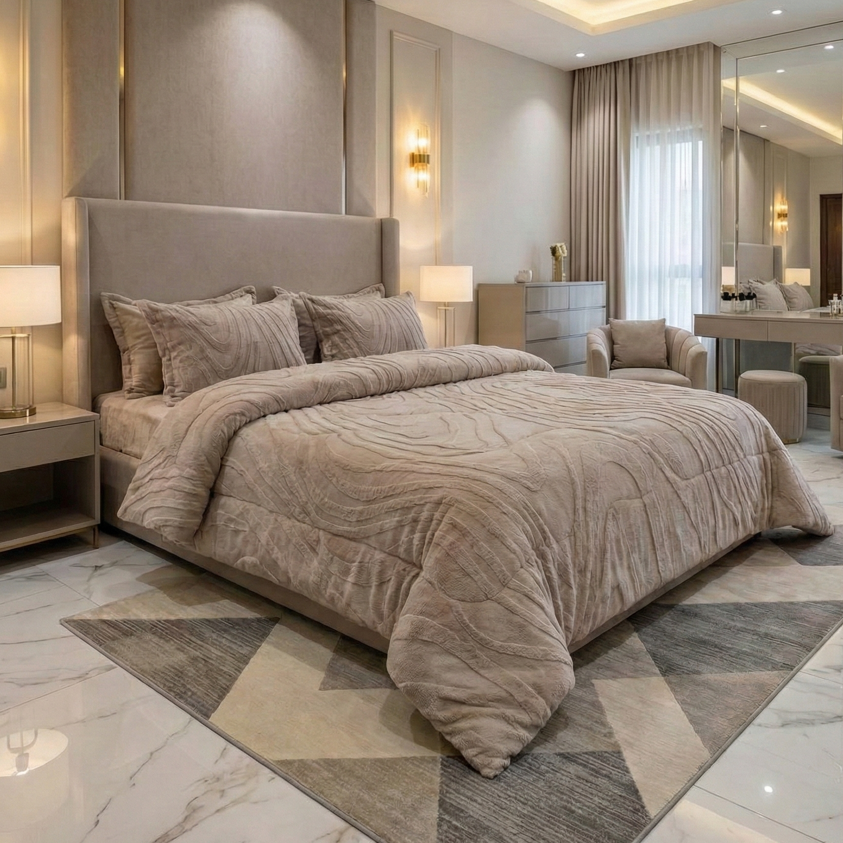 Couette Luxe en Fourrure de Lapin – 5 Pièces