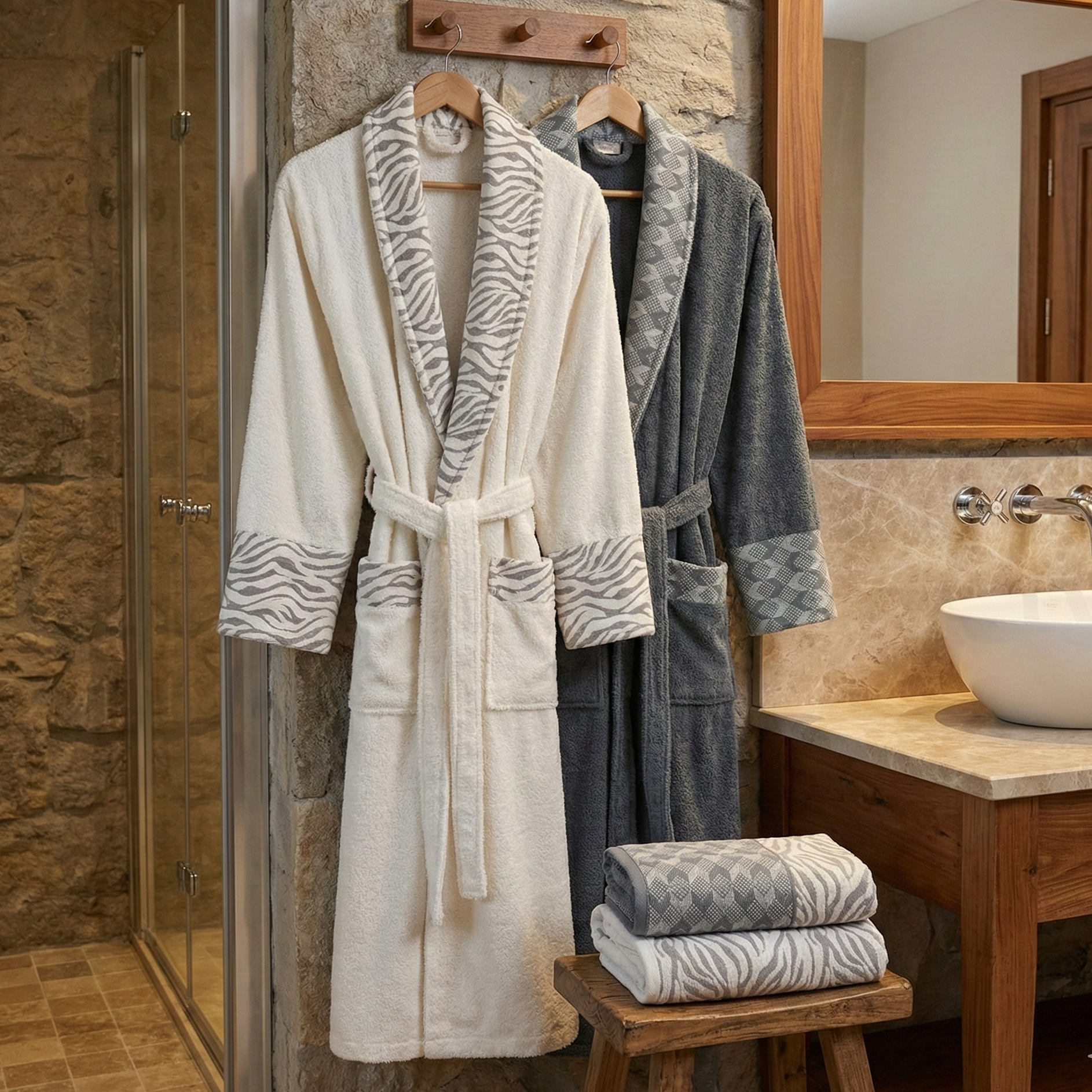 Ensemble Magnifique de Peignoirs Janset - 6 Pièces en Coton Turc de Qualité Supérieure