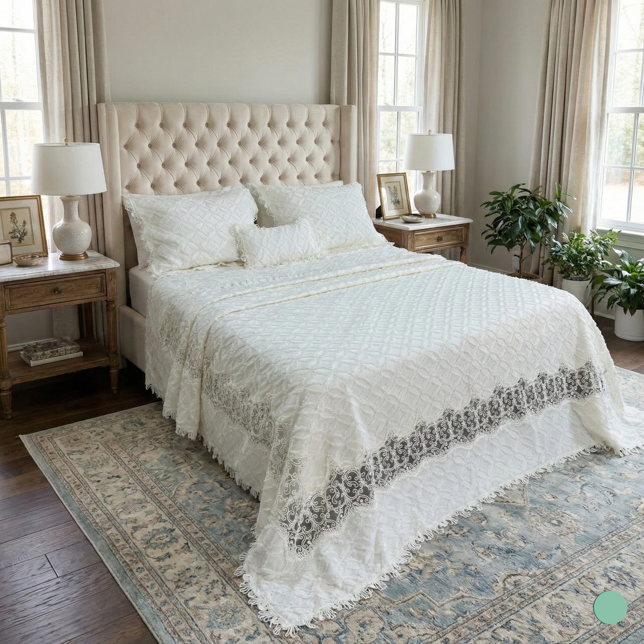 Parure de lit – Coton Luxe brodé, 7 pièces avec coffret élégant