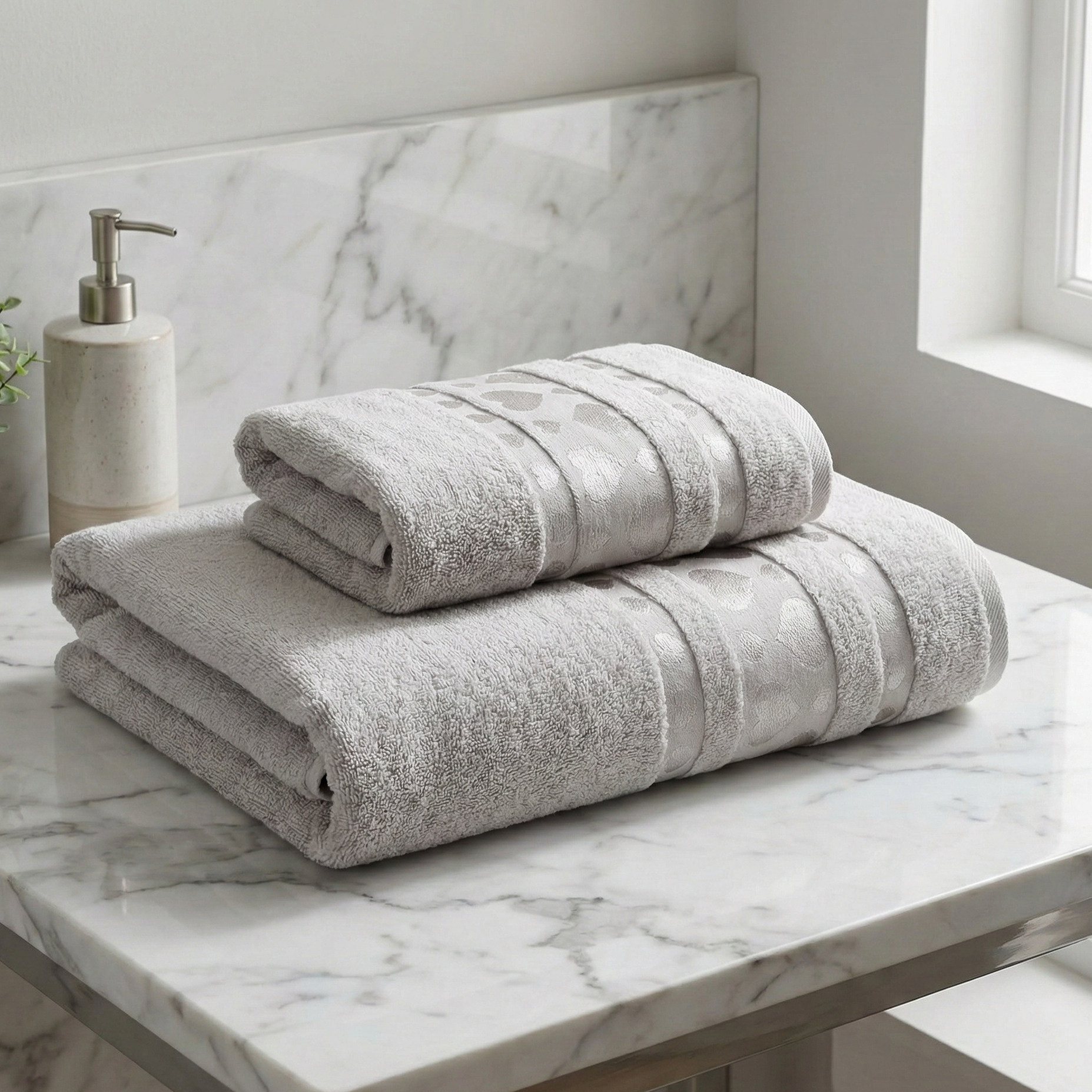 Lot de 2 Draps de Bain en Bambou Tres douce Grand taille 180*100 m et 90*50 cm