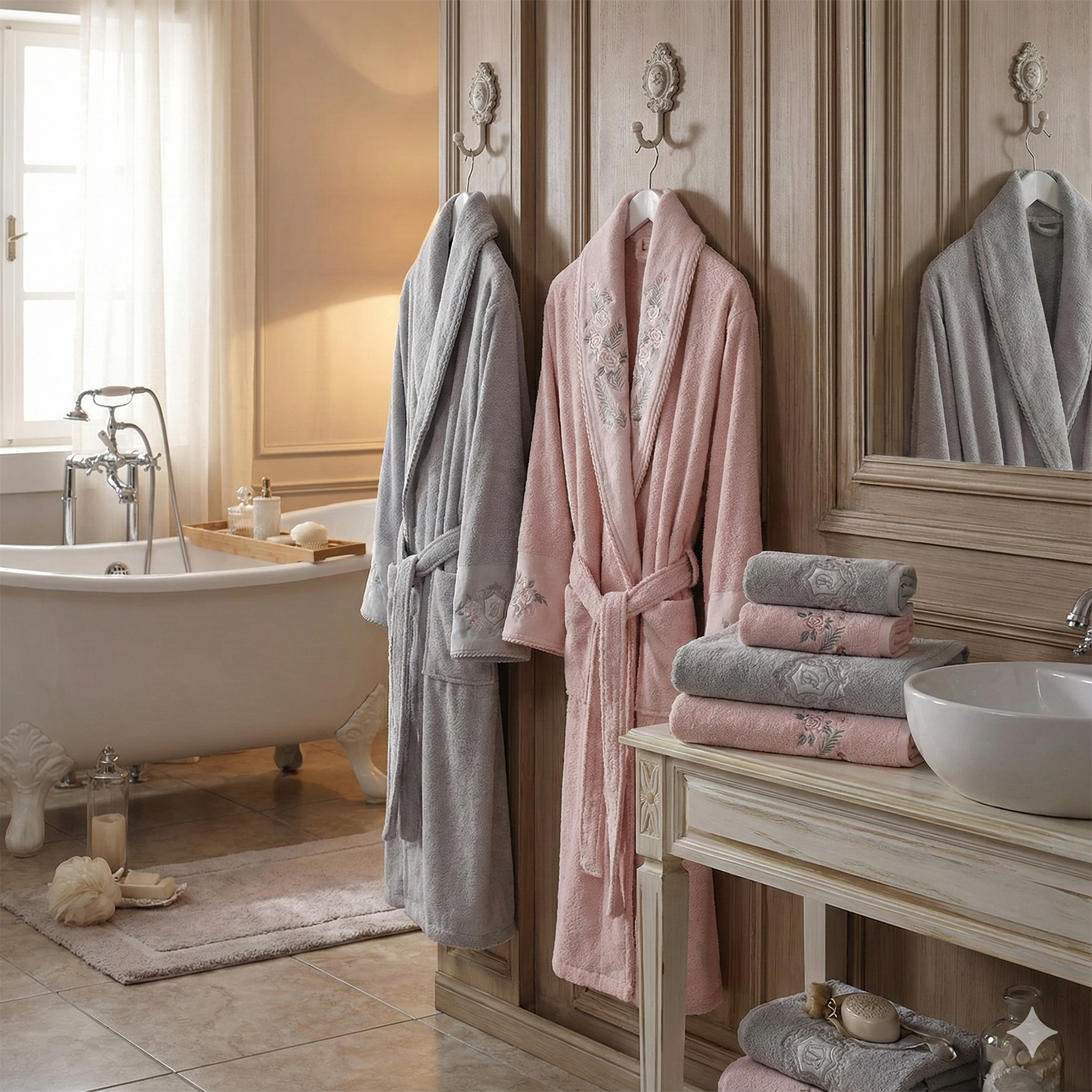 Ensemble Magnifique de Peignoirs Janset - 6 Pièces en Coton Turc de Qualité Supérieure