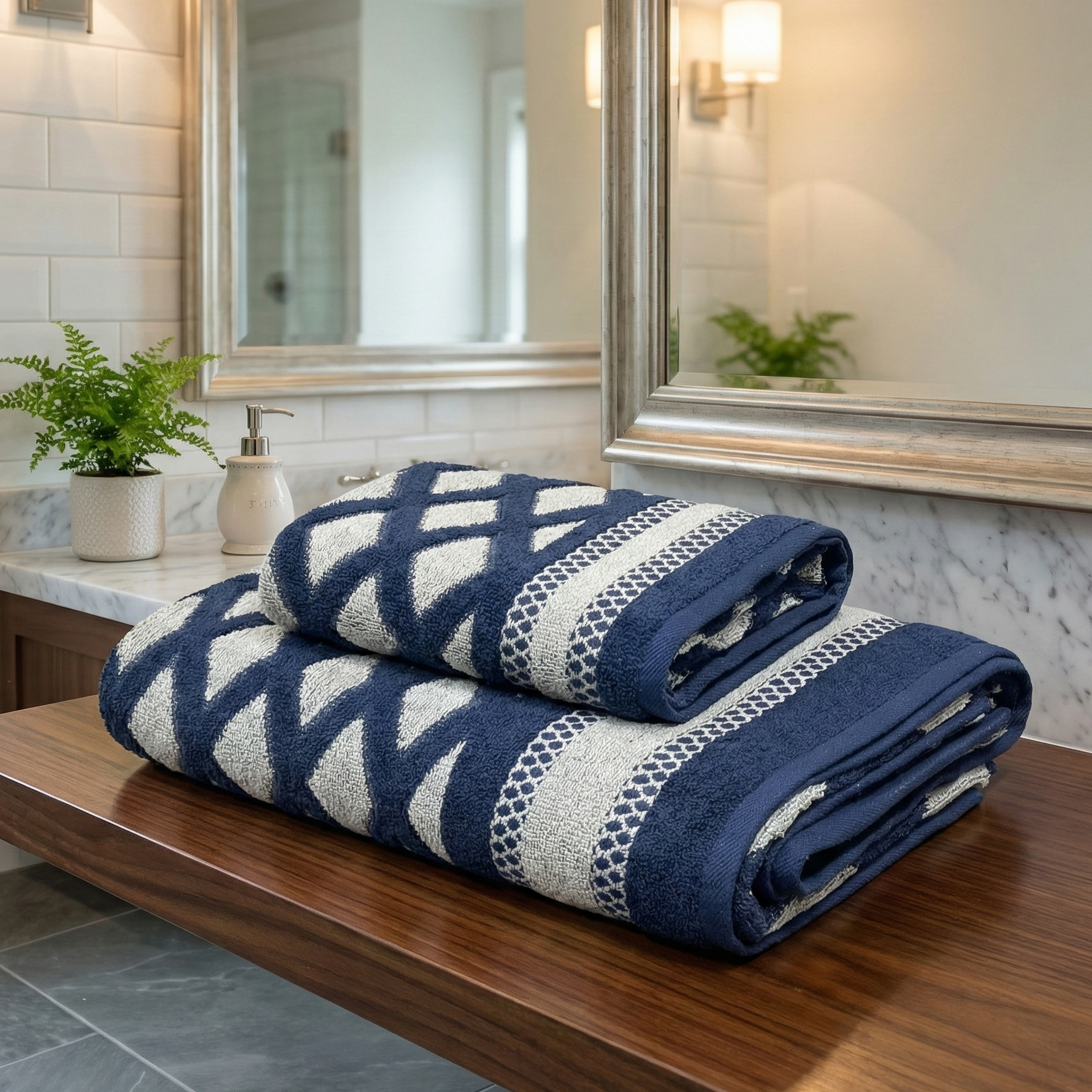 Lot de Deux Draps de Bain en 100% Coton Doux