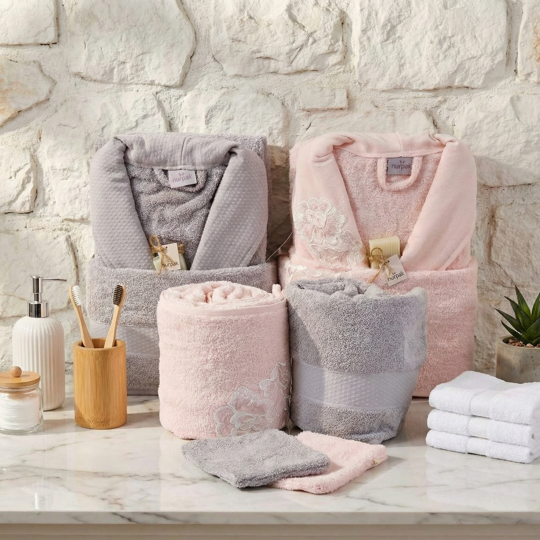 Ensemble Sortie de Bain 6 pièces 100% Coton