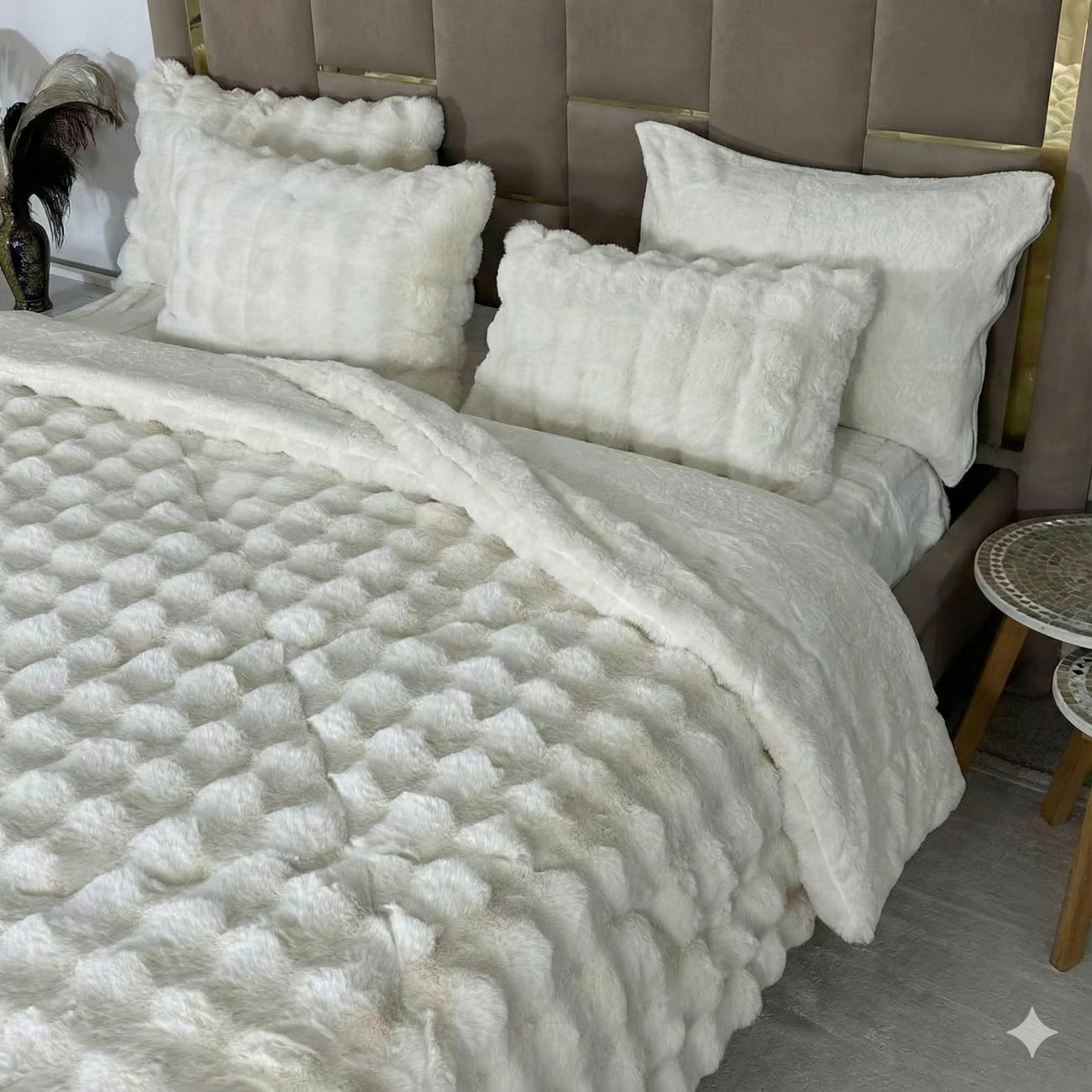 LUX -Ensemble Couette Double face en Fourrure Lapin