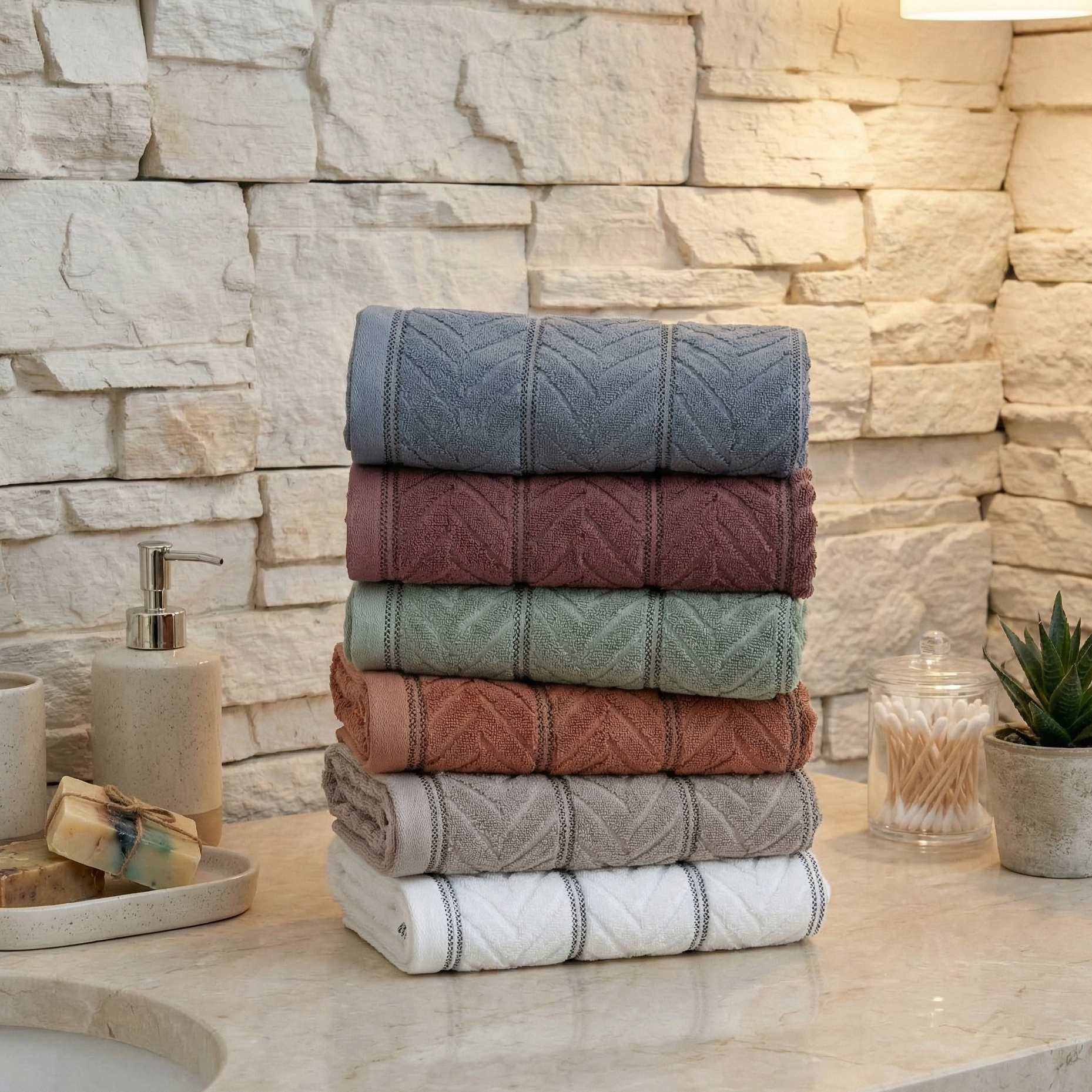 Lot de 6 Serviettes de Bain en Coton| Élégance & Confort (90×50 cm)