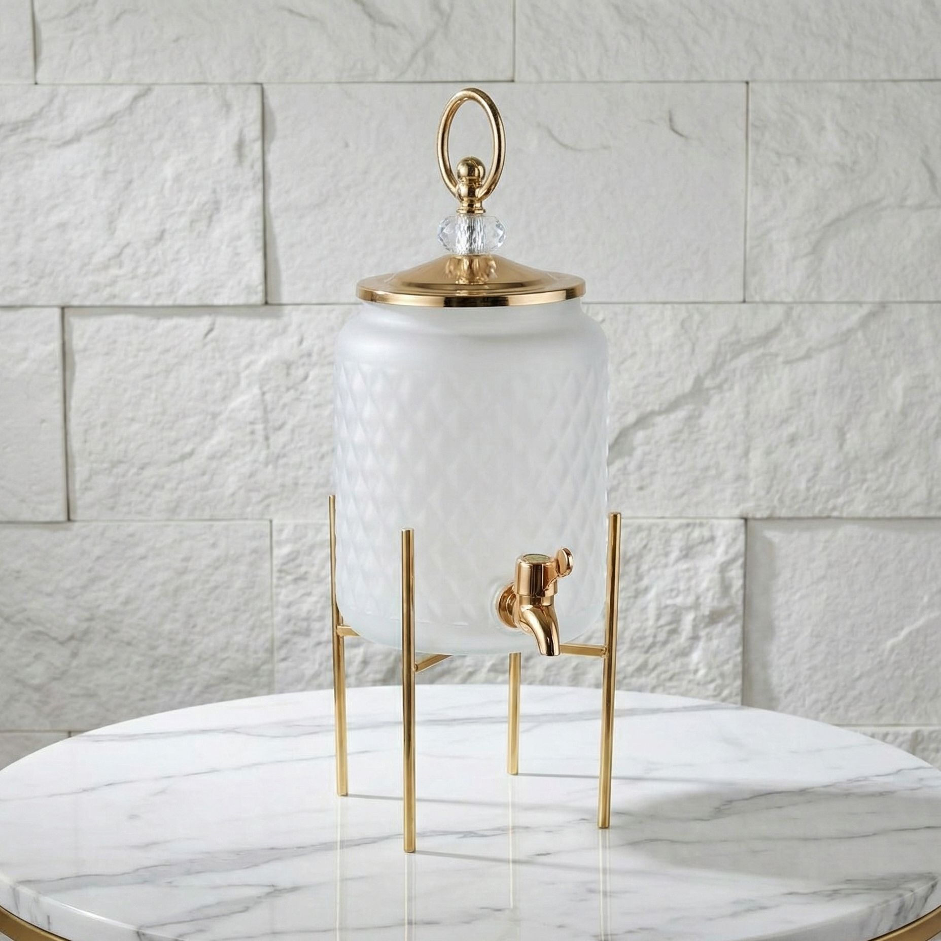 Distributeur de boisson en verre doré 2,8 L