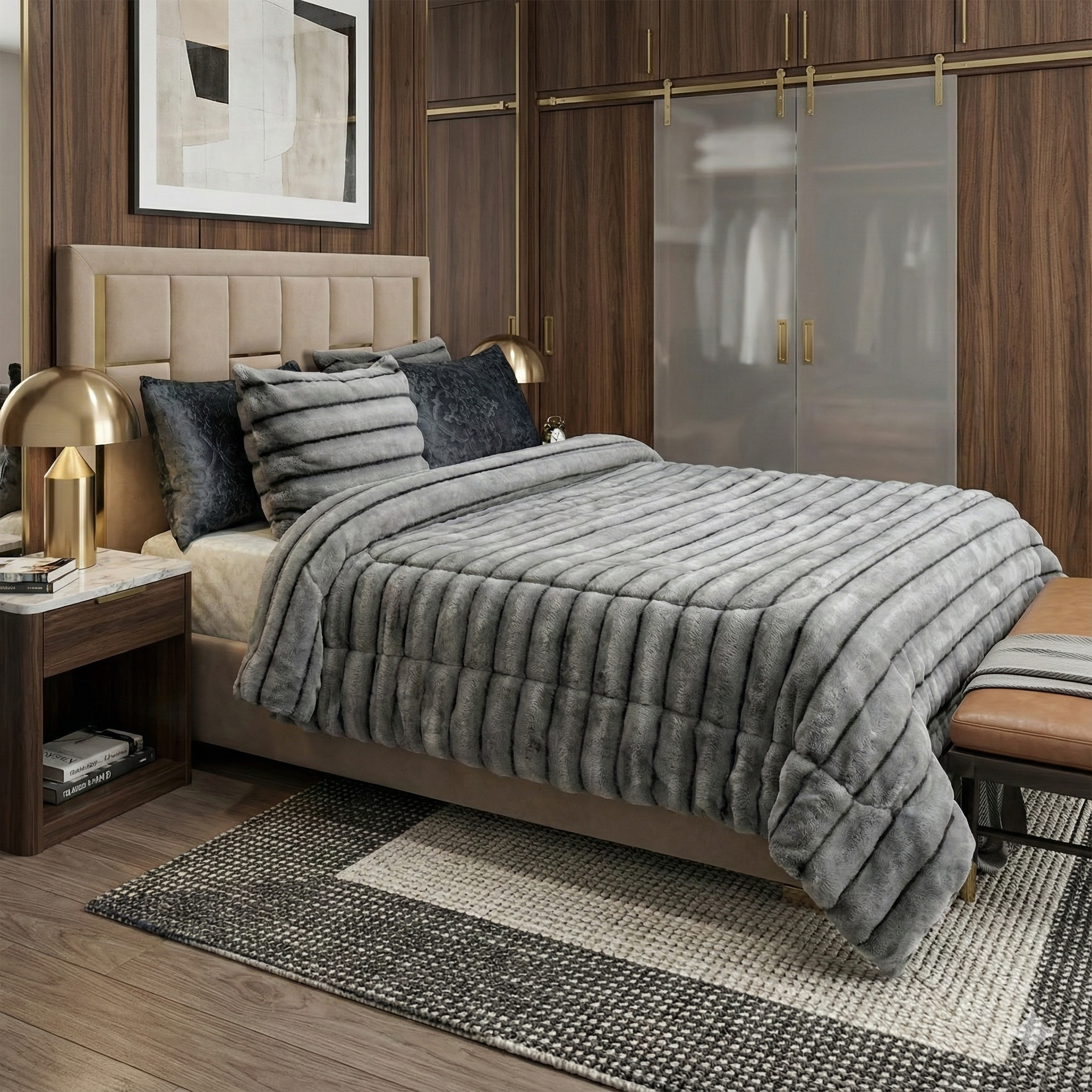 Couette Luxe en Fourrure de Lapin – 5 Pièces – Fabrication Azyena