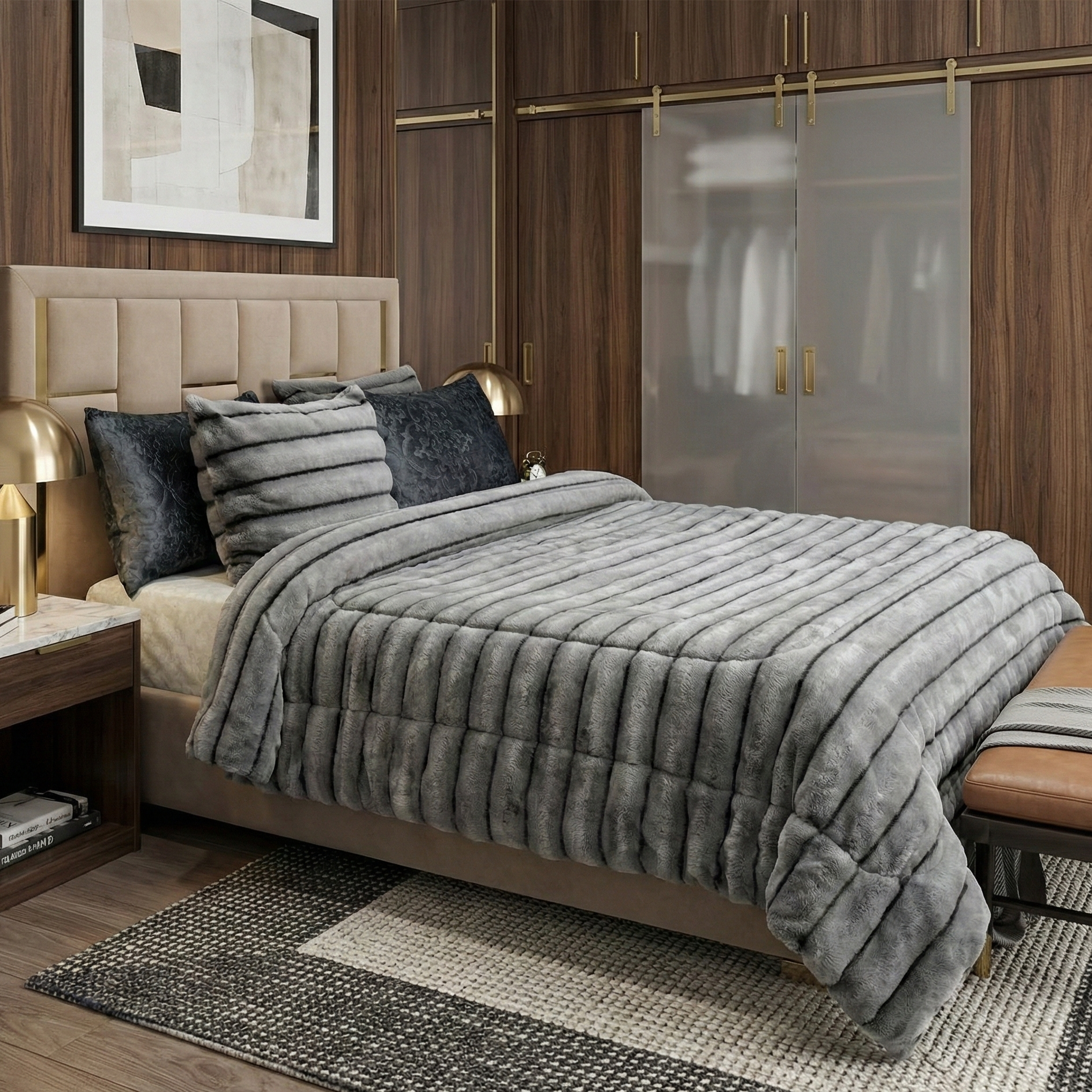 Couette Luxe en Fourrure de Lapin – 5 Pièces – Fabrication Azyena