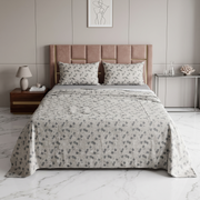 Parure de Lit 4 pièces  100% Coton Satiné Qualité Supérieure