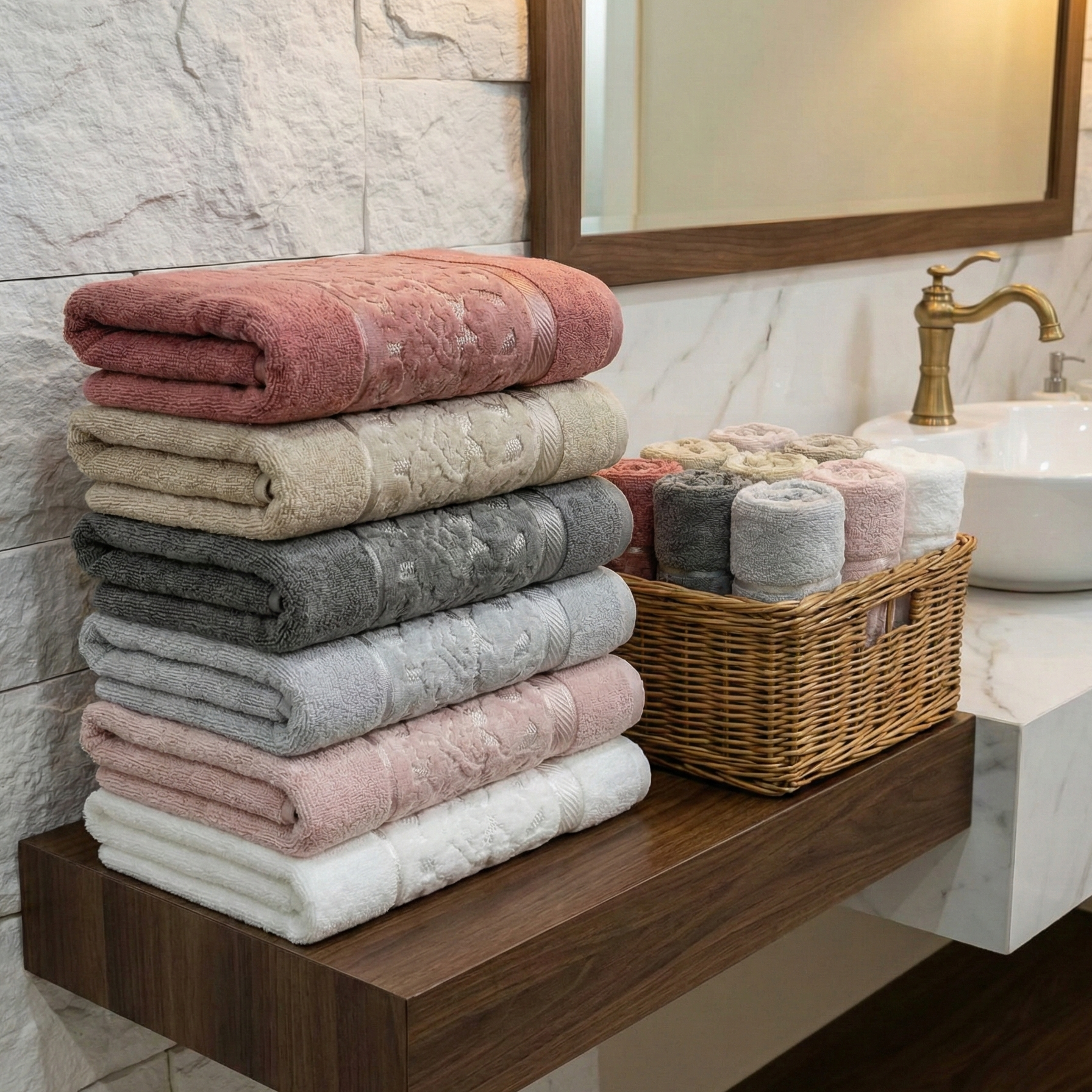 2 Coffrets Linge de Bain : 6 pcs 90*50 cm +  6 pcs 50*30 cm