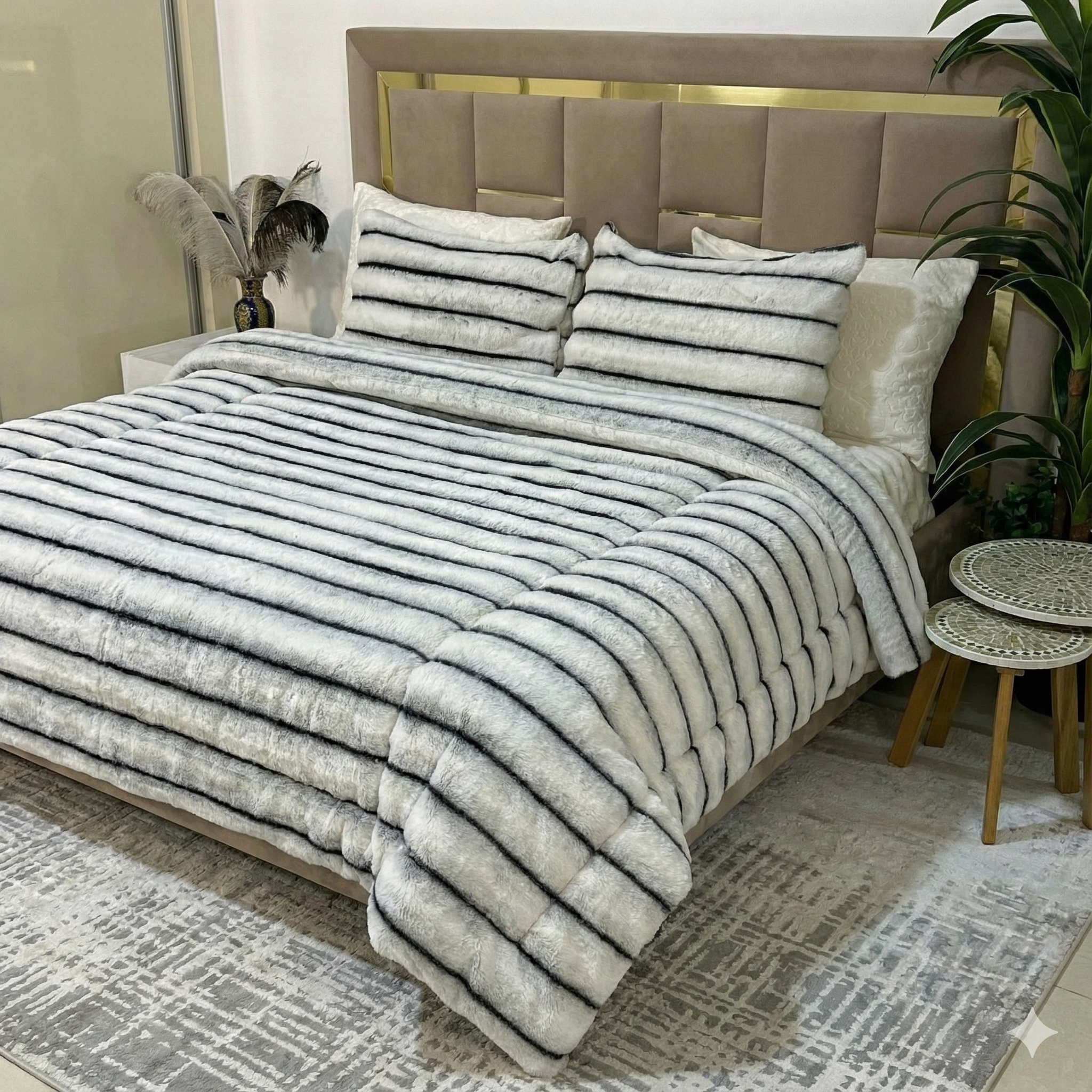 Couette Luxe en Fourrure de Lapin – 5 Pièces – Fabrication Azyena