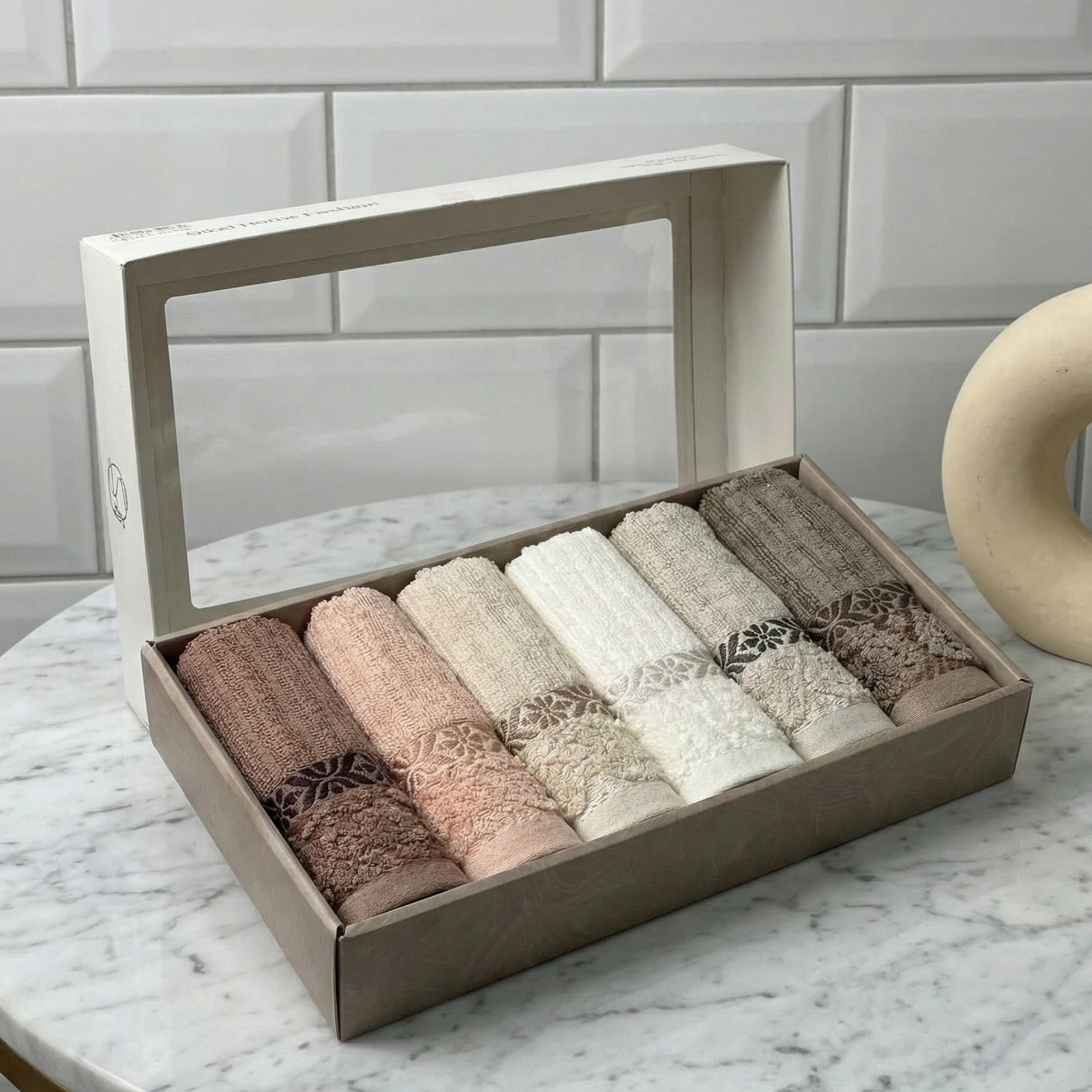 Cofret de 6 serviettes invité 100% Coton Ultra douce