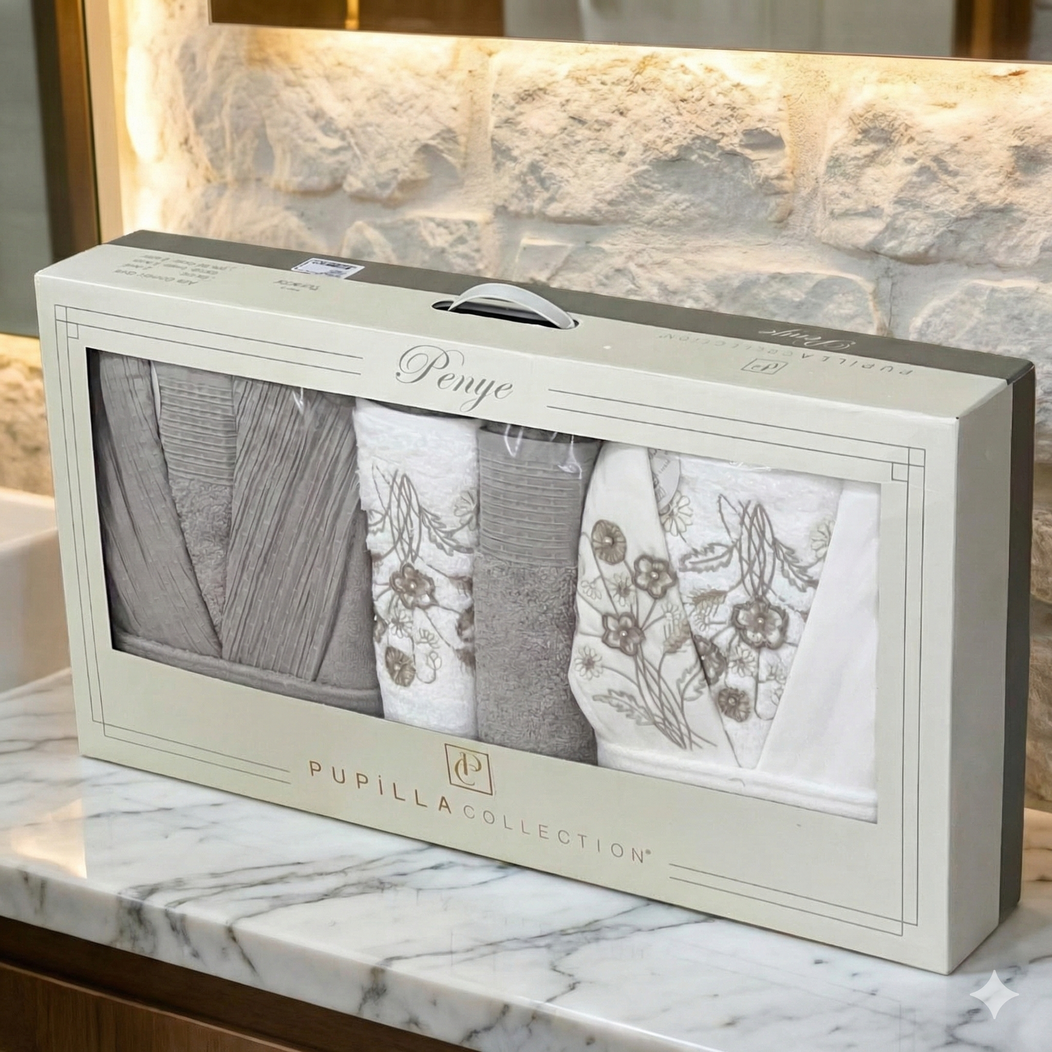 Coffret Sortie de Bain elle&Lui en Coton Haut Gamme-6 pièces