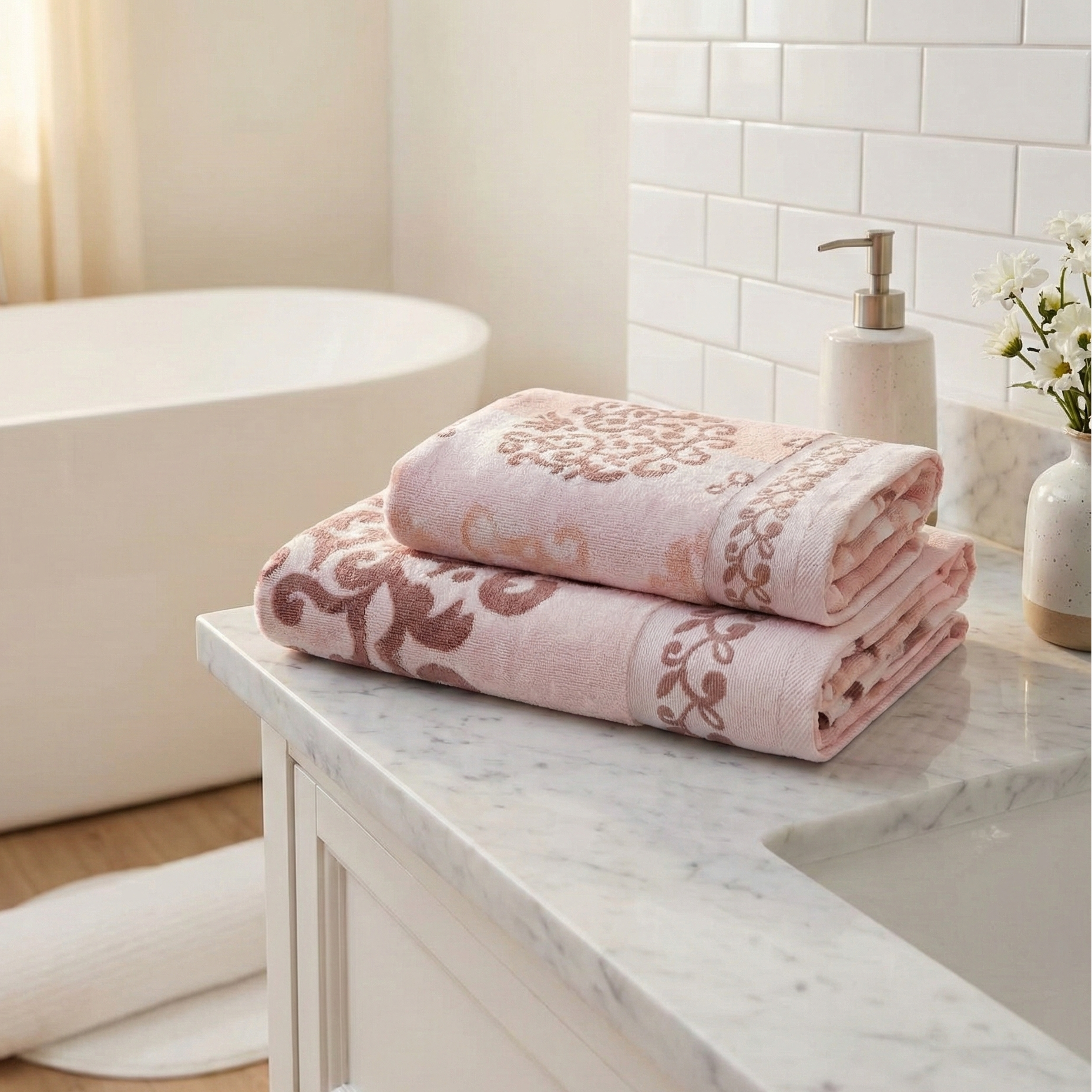Lot de Deux Draps de Bain en 100% Coton Doux