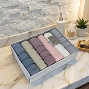 Coffret de 6 Serviettes de Visage Julie – Coton, Douceur et Élégance