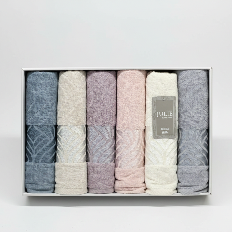 Coffret de 6 serviettes de Visage Coton 90*50 cm