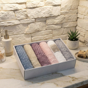 Coffret de 6 Serviettes de Visage Julie – Coton, Douceur et Élégance