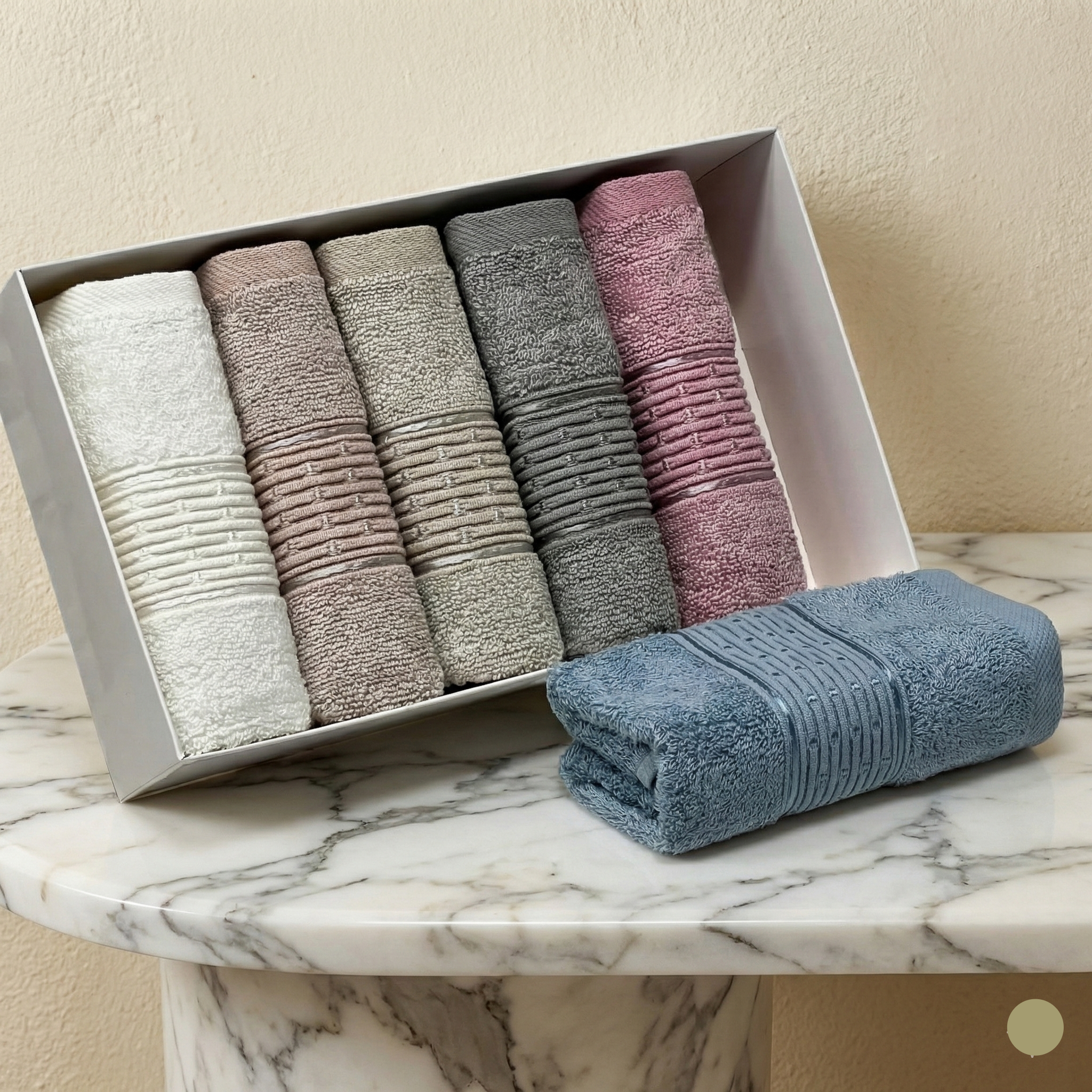 Cofret de 6 serviettes invité 50*30 cm - 100% Bambou Coton