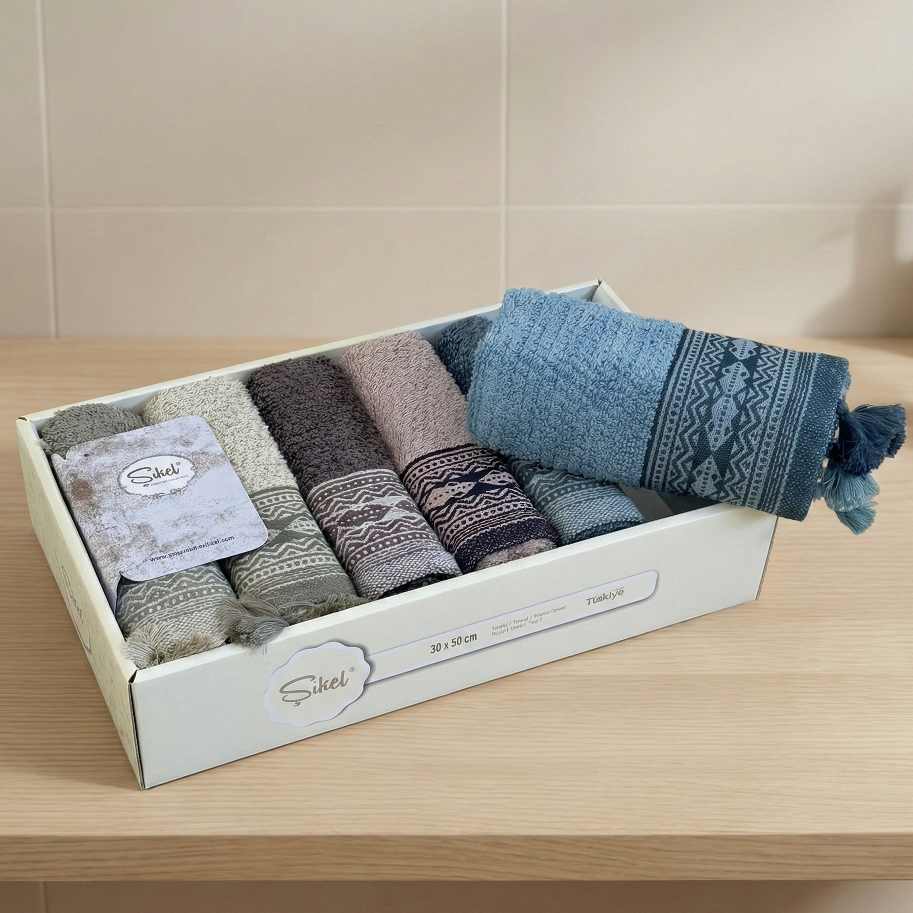 Coffret de 6 serviettes invité ou Intime 100% Coton Ultra douce