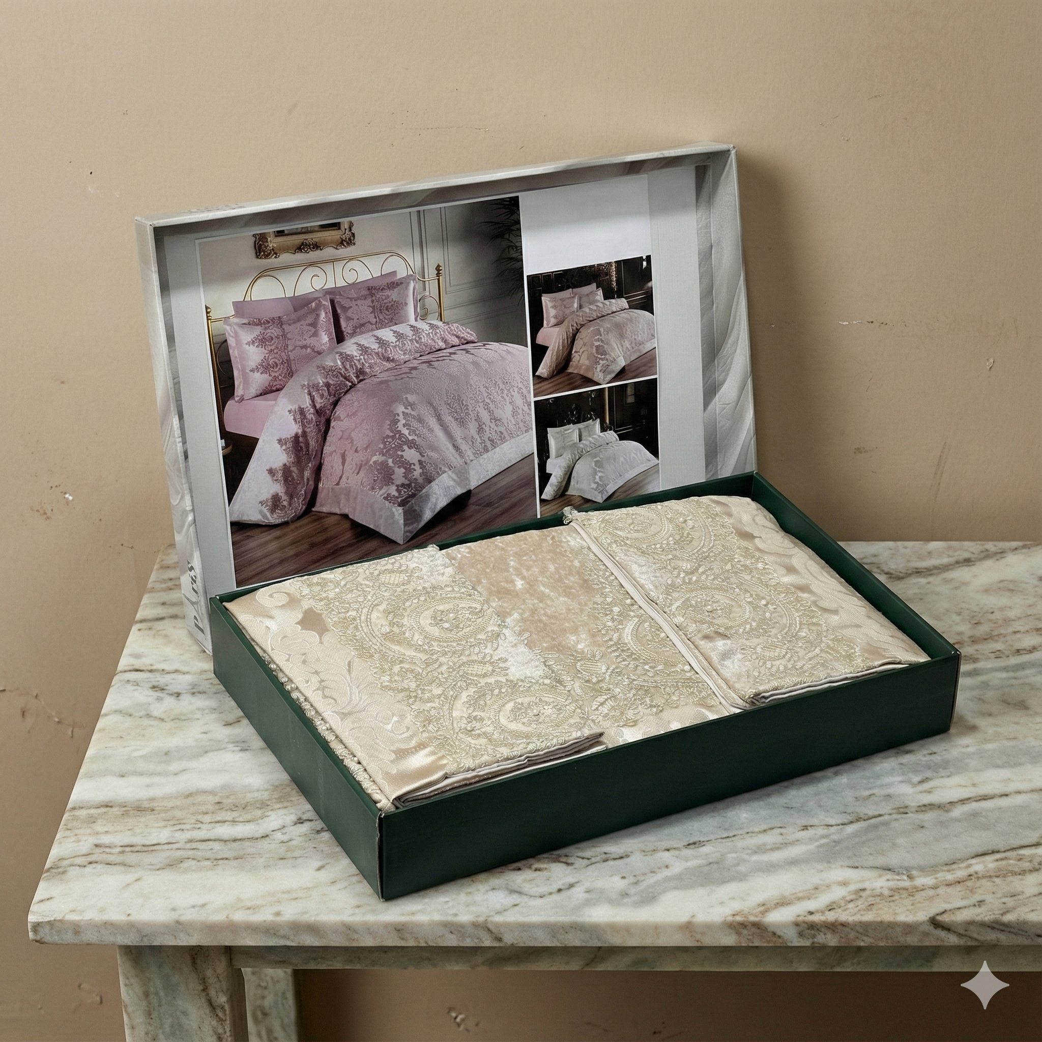 Parure de lit – Coton Satiné brodé, 6 pièces