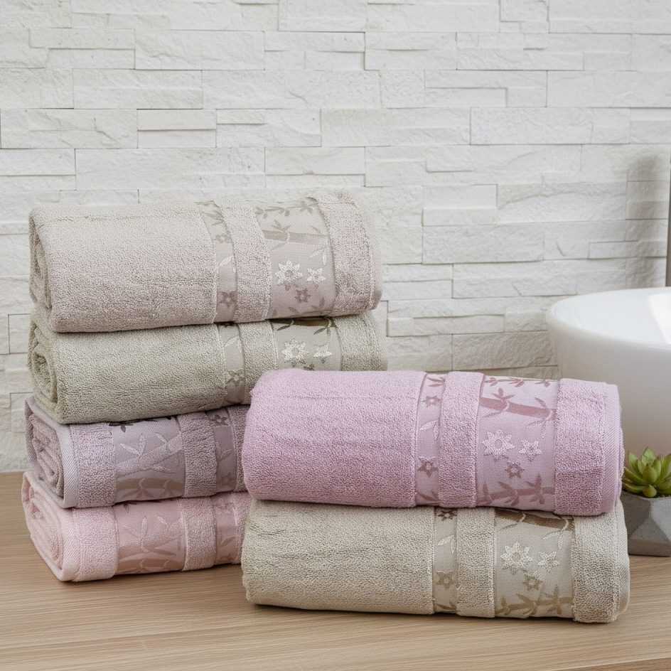 Pack De 6 Draps De Bain 150*90 cm 100% Bambou Epais Ultra Douce - Pupilla Collection