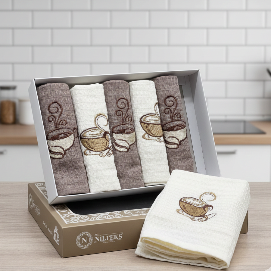 Pack de 6 serviettes de Cuisines 40*60 cm Brodé